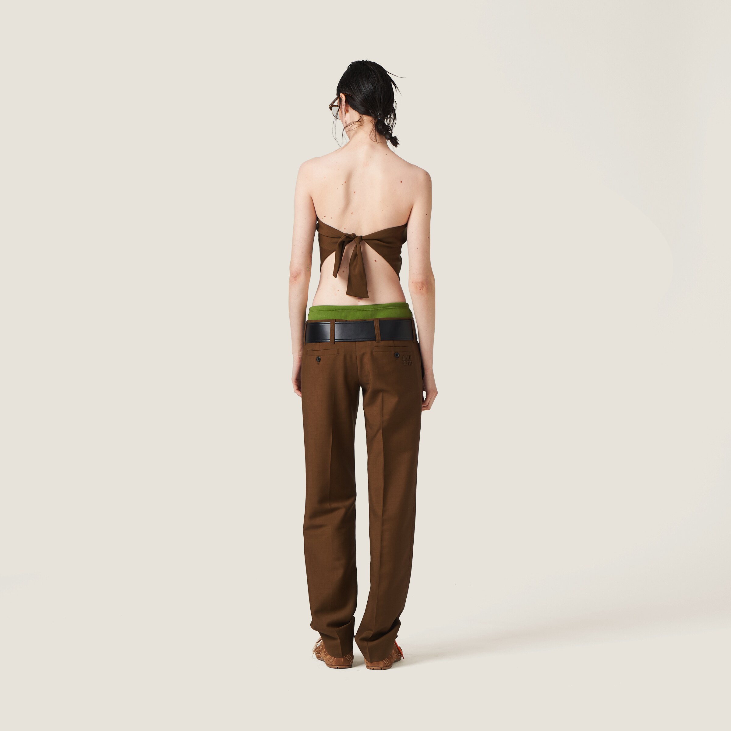 Shop Miumiu Mohair Pants In Date Brown