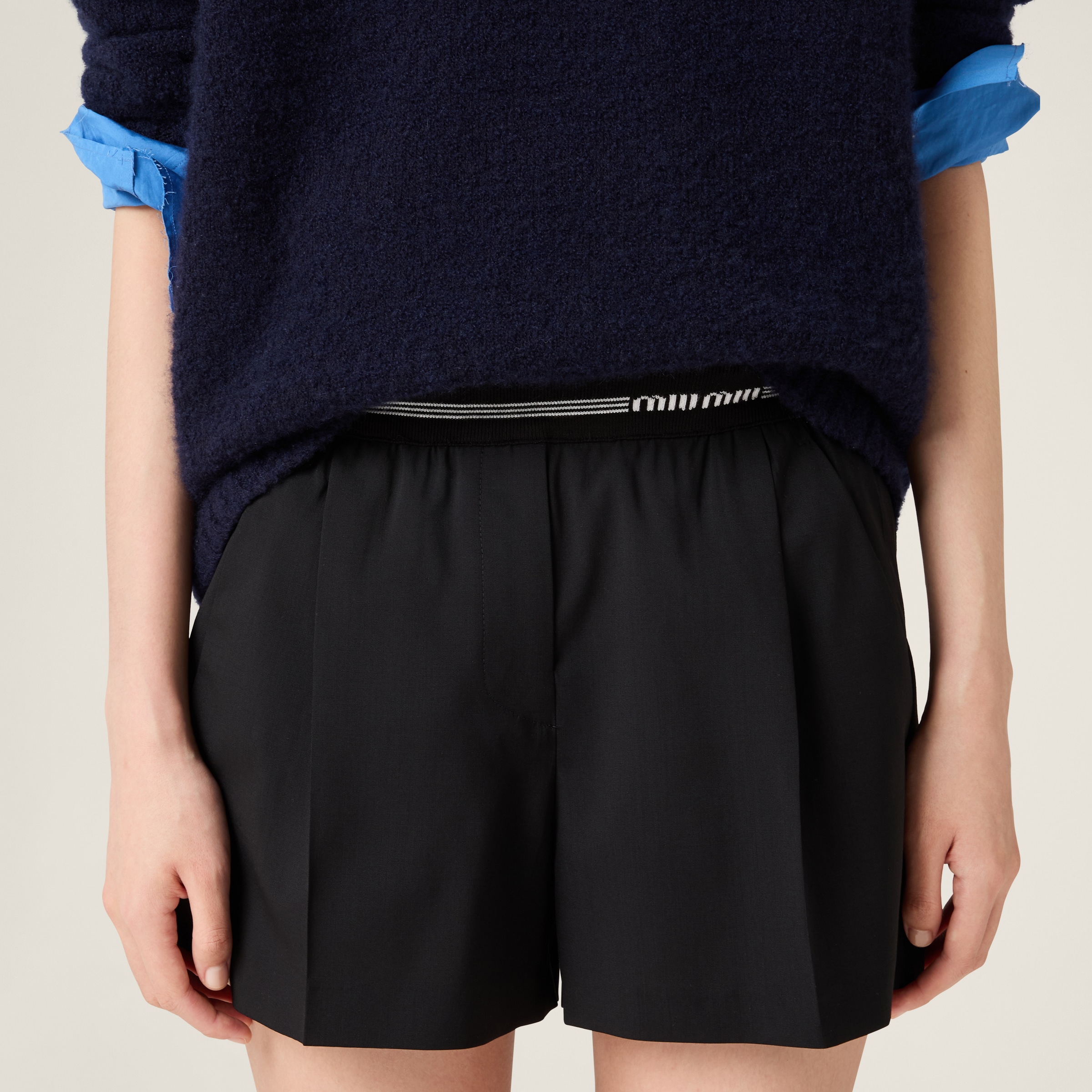 Miu Miu Wool Shorts In Black