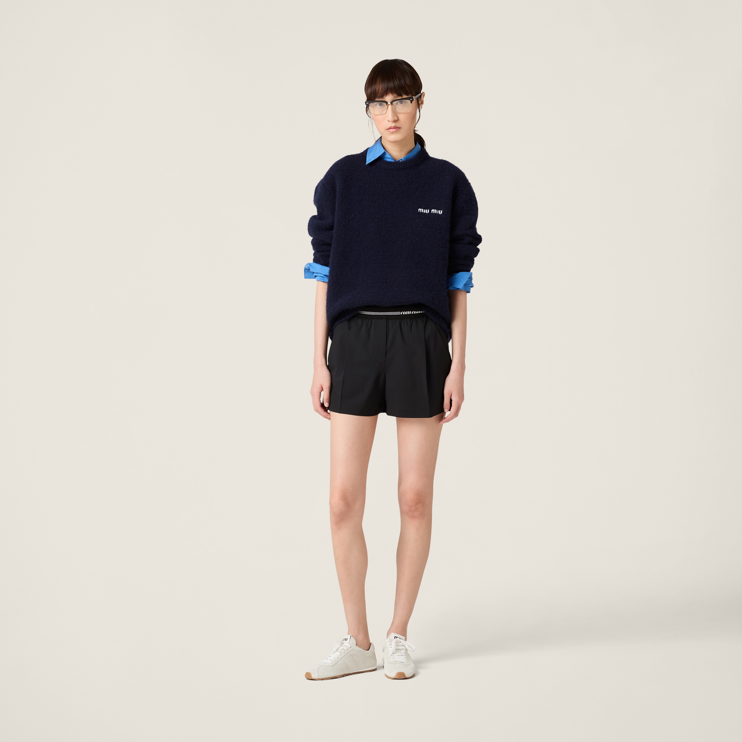 Miu Miu Wool Shorts In Black