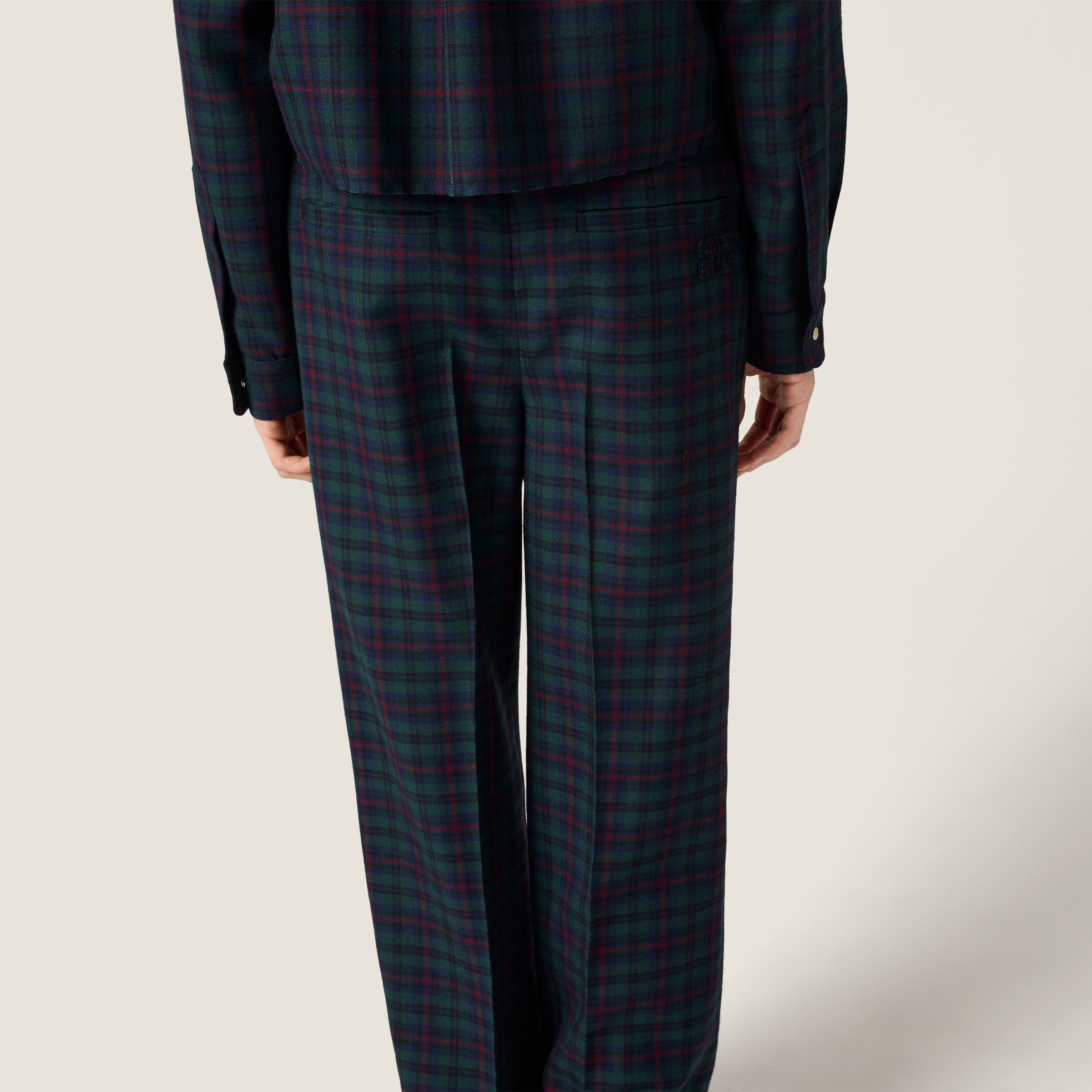 Miu Miu Plaid Pants In Black