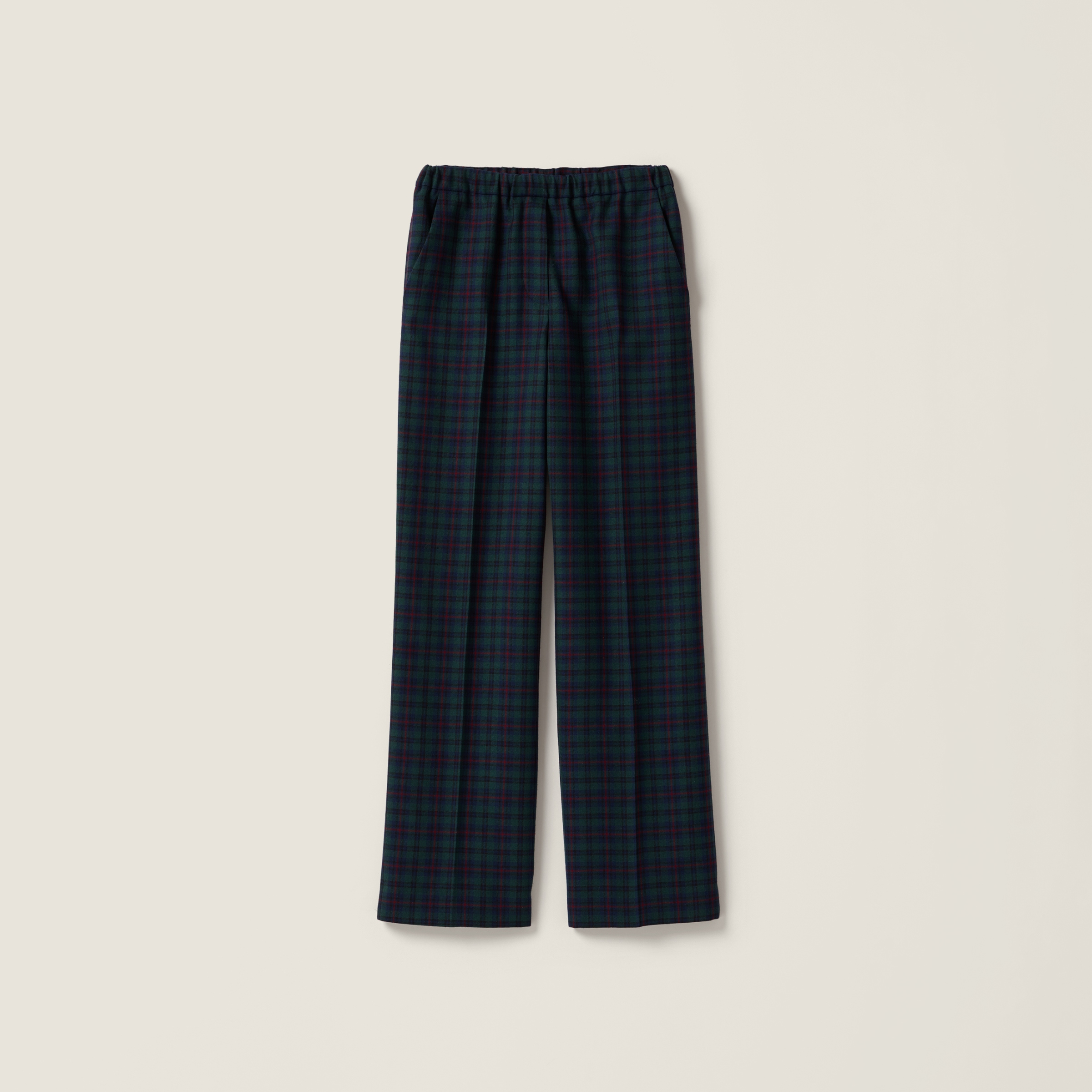 Miu Miu Plaid Pants In Black