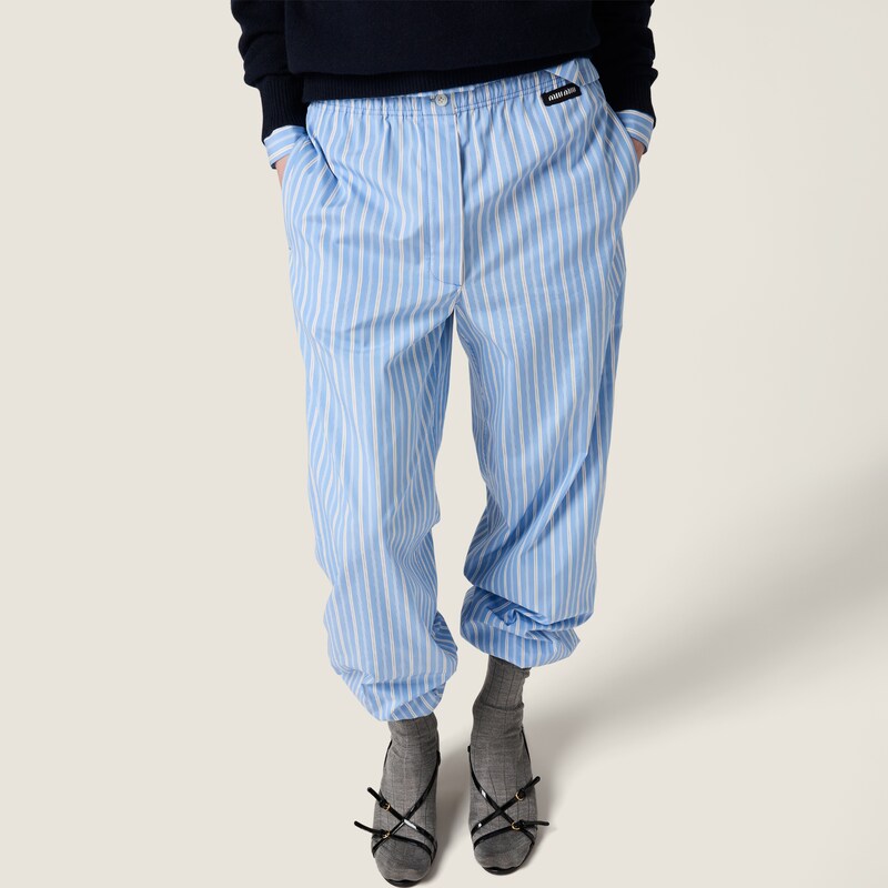 Striped poplin pajama pants