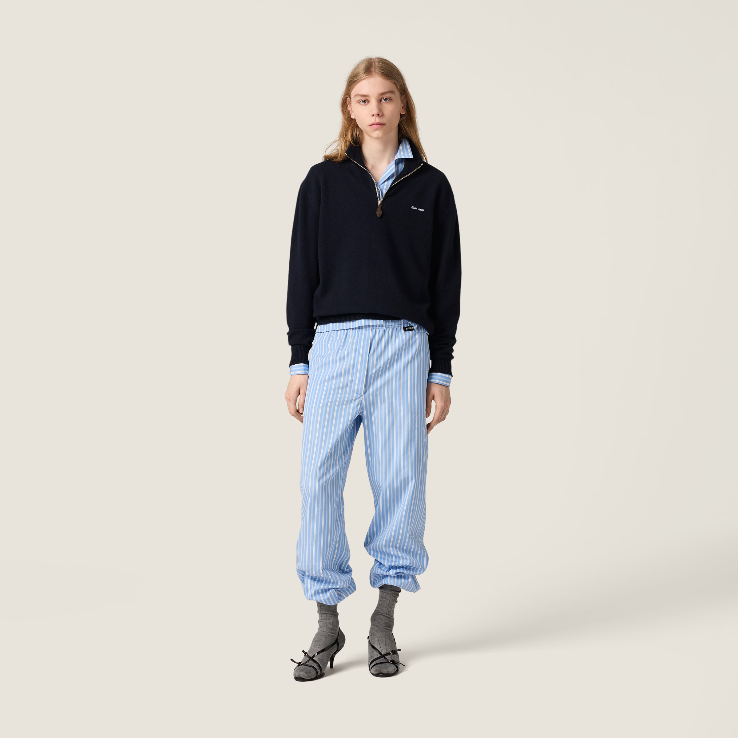 Miu Miu Striped Poplin Pajama Pants