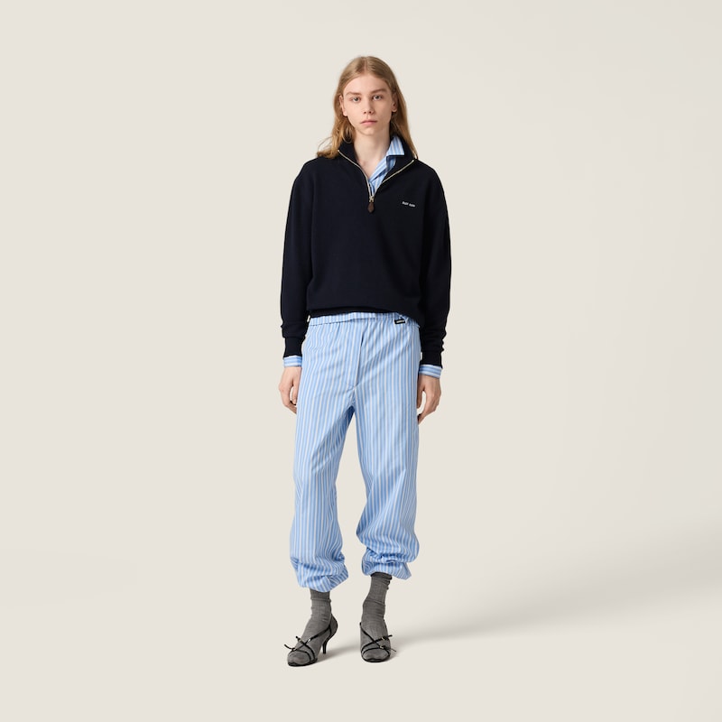 Striped poplin pajama pants