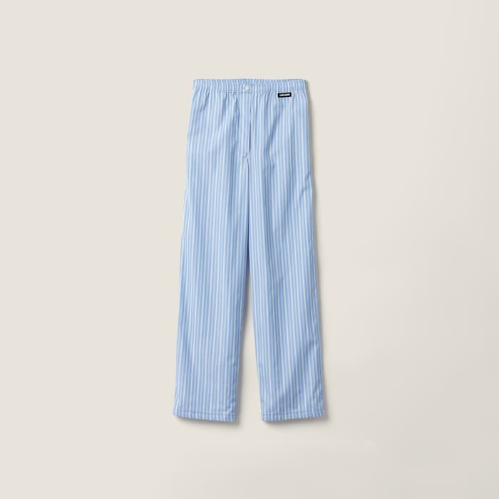 パンツ MIUMIU WHITE POPLIN PYJAMA PANT White Poplin Pajama Pants | Miu Miu
