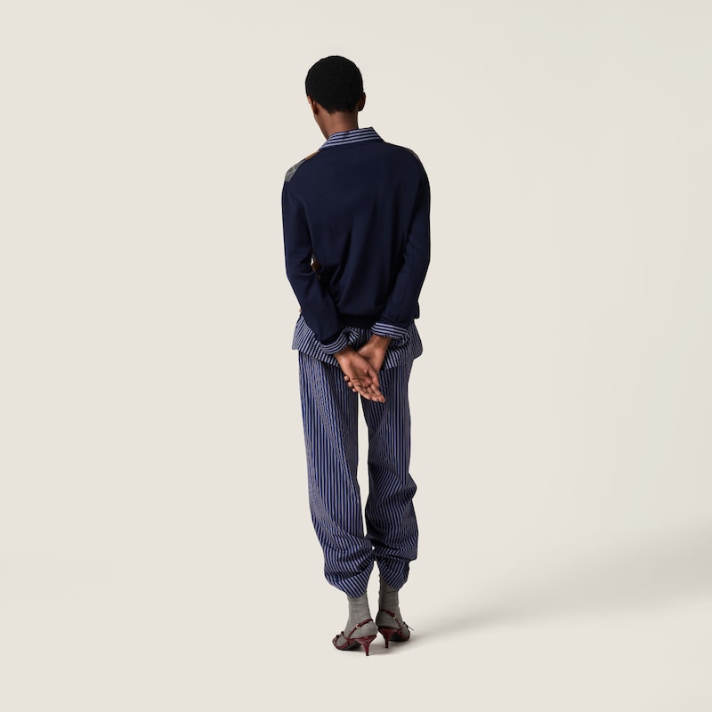 Jacquard stripe poplin pajama pants