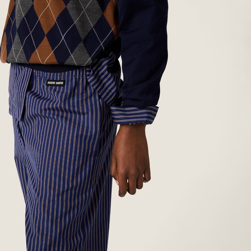 Jacquard stripe poplin pajama pants