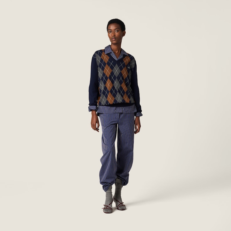 Jacquard stripe poplin pajama pants