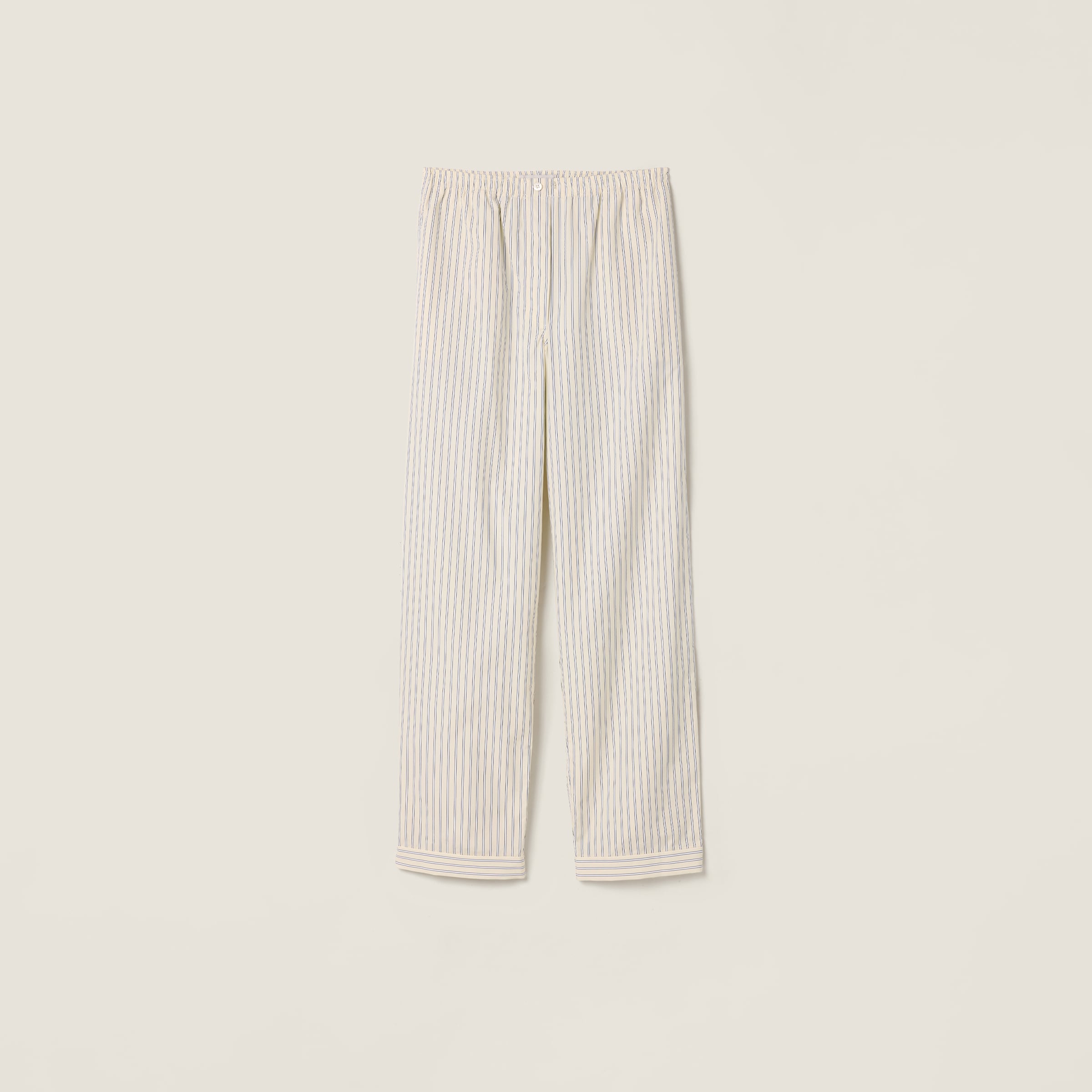 Light Blue Striped Poplin Pajama Pants | Miu Miu