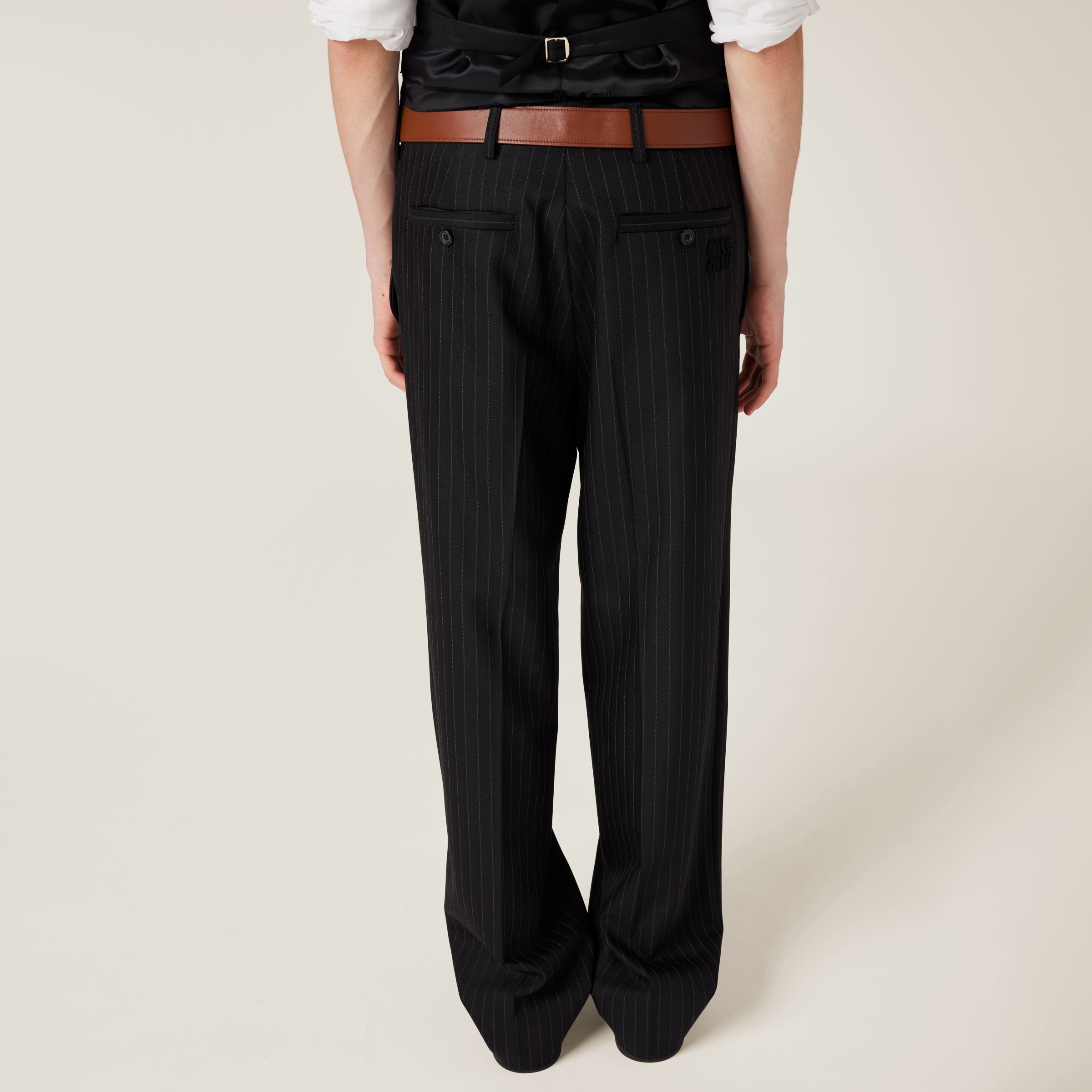 パンツ Miu Miu PINSTRIPE PANTS Miu Miu high-waisted Pinstripe Tailored Trousers | Blue