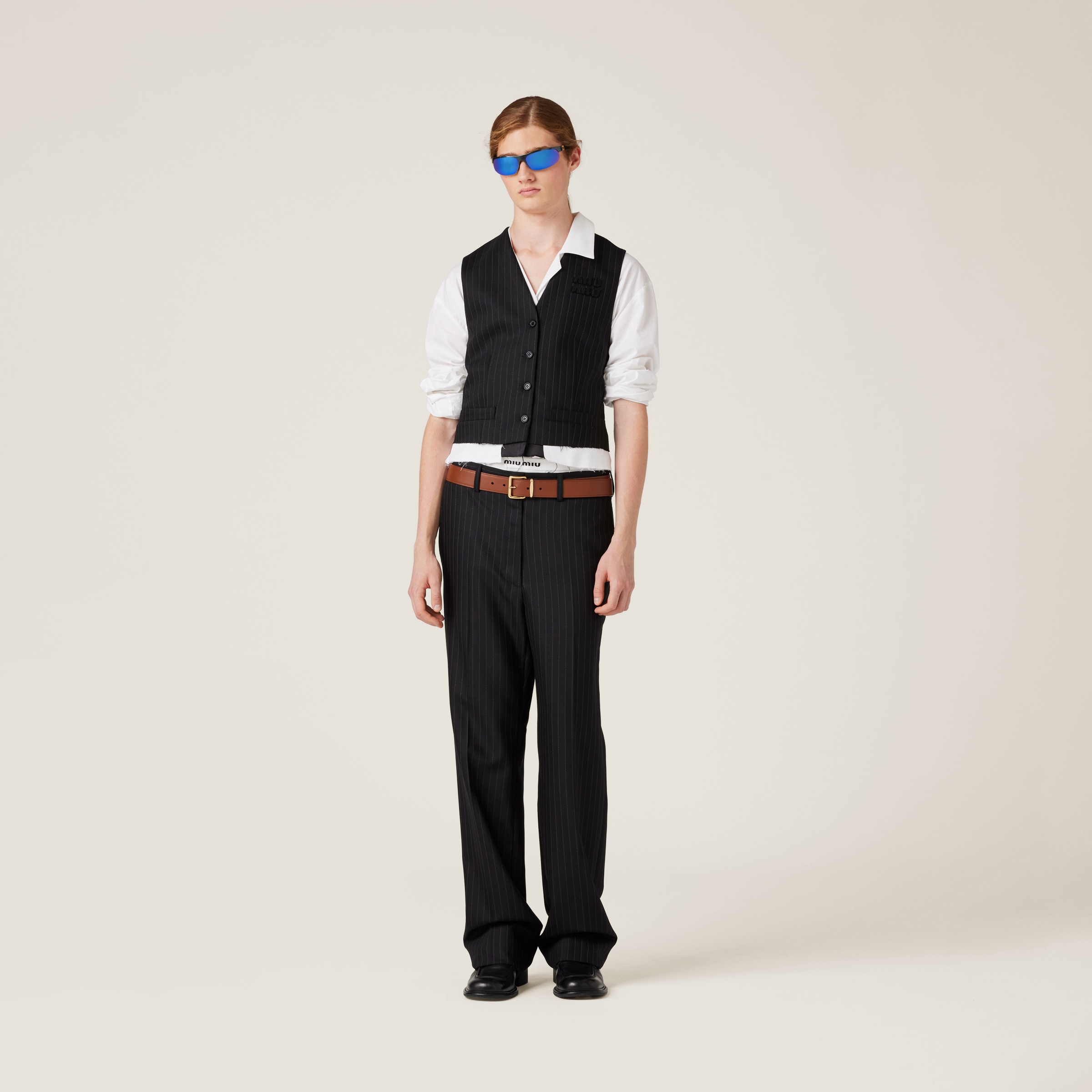 パンツ Miu Miu PINSTRIPE PANTS Miu Miu Women Pinstripe Pants In Black | ModeSens
