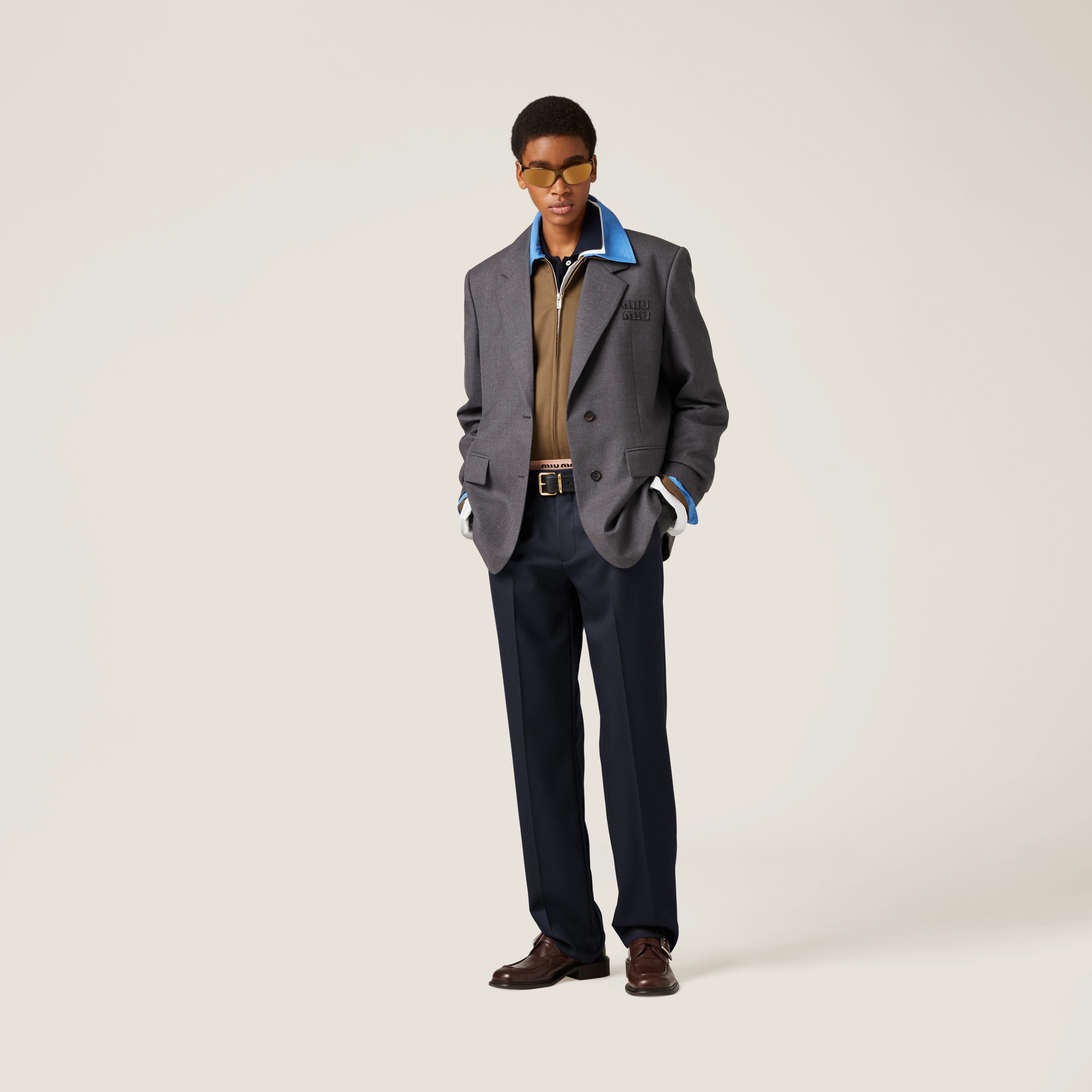 Miu Miu Gabardine Pants In Navy