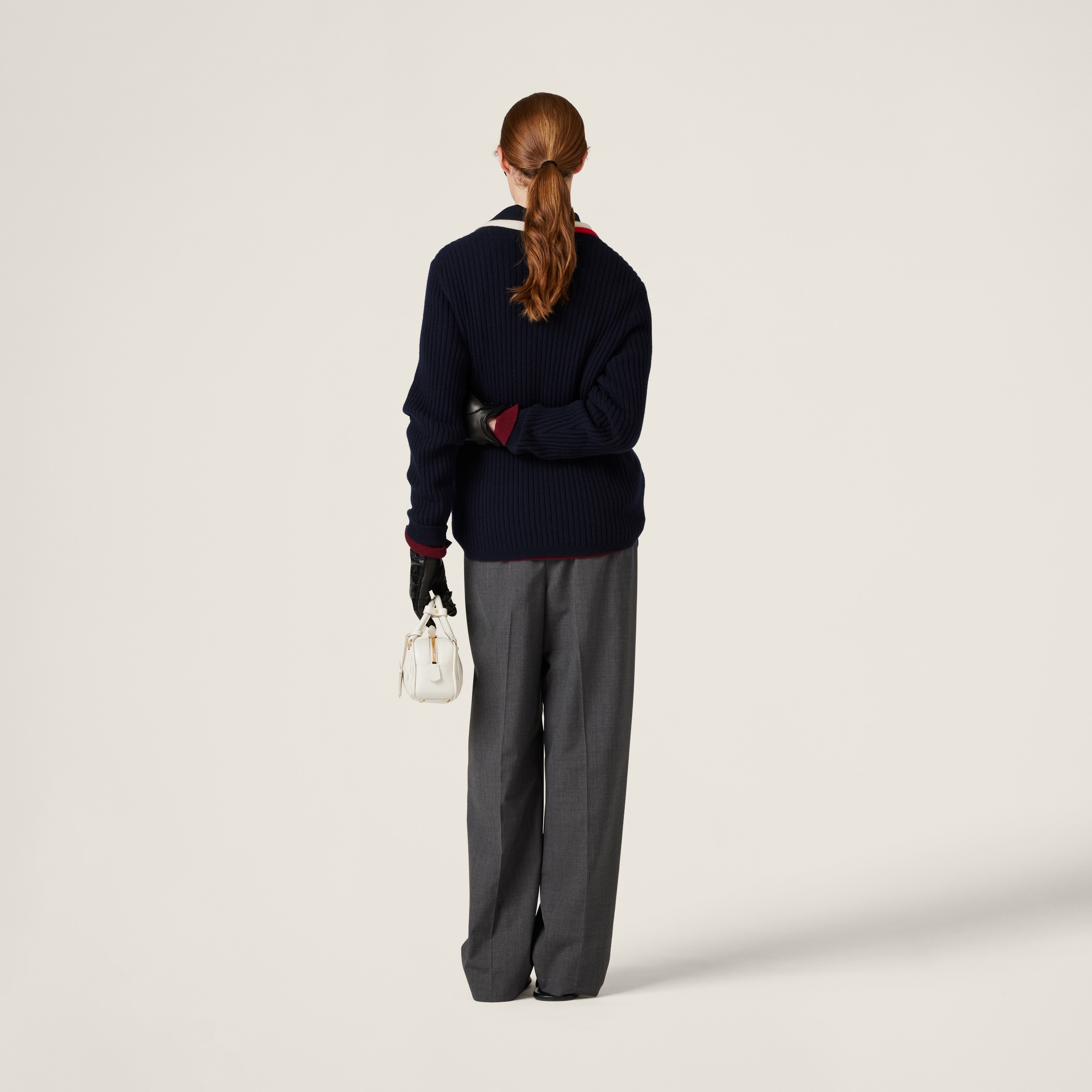 Slate Gray Superfine Wool Pants | Miu Miu