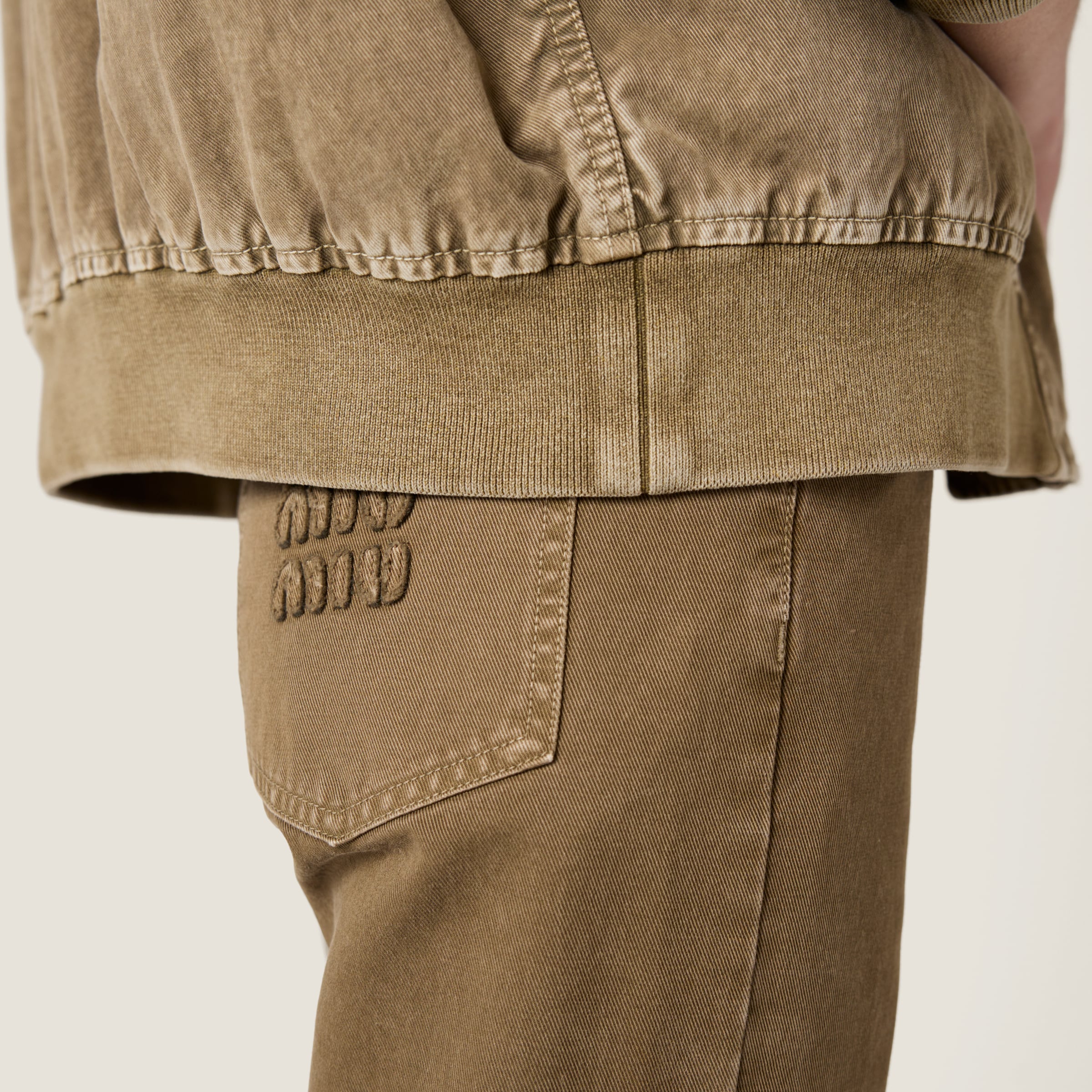 Miu Miu Garment-dyed Gabardine Pants In Tundra
