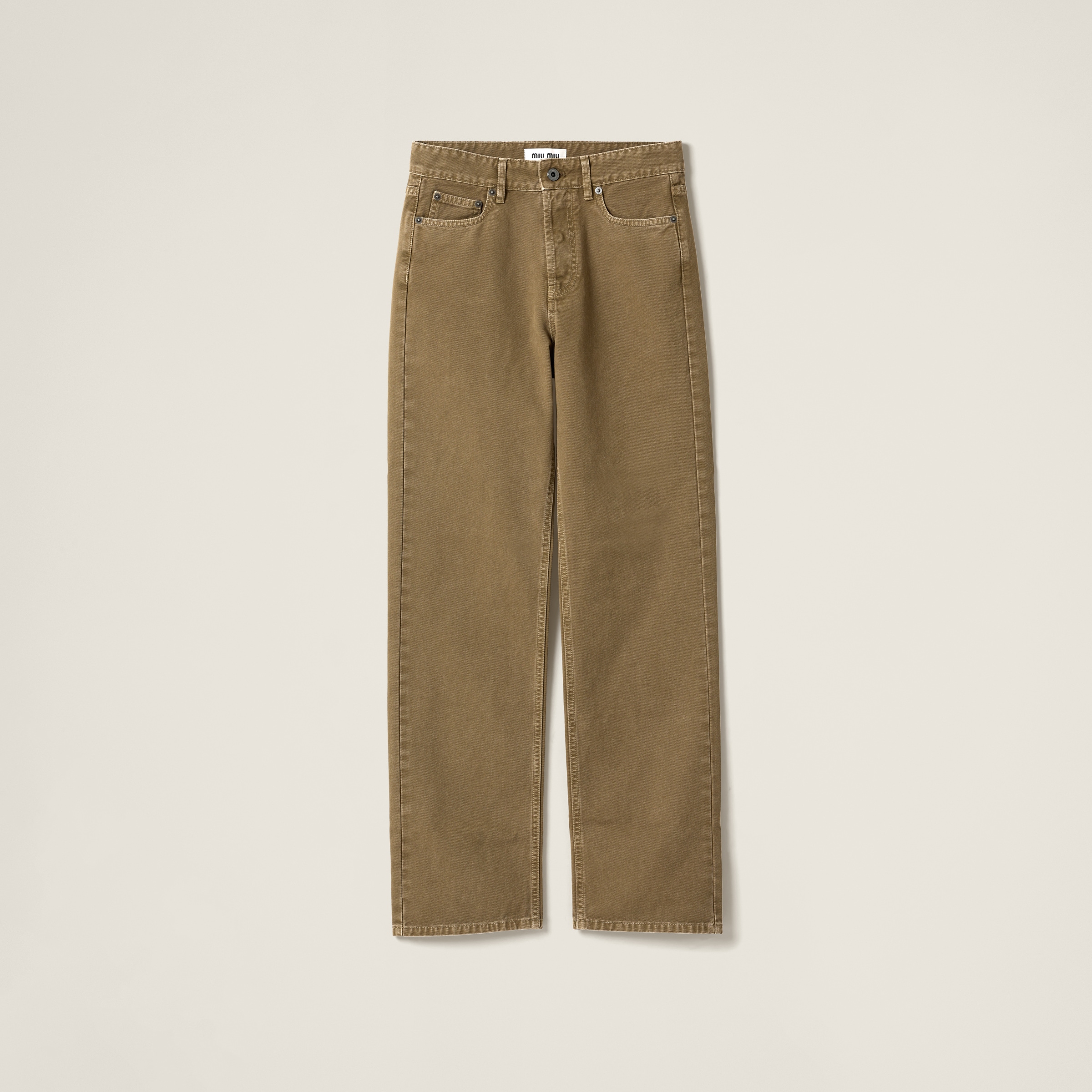 Miu Miu Garment-dyed Gabardine Pants In Tundra