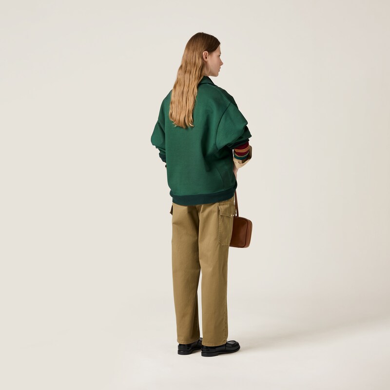 Pantalon en satin de coton teint en pièce