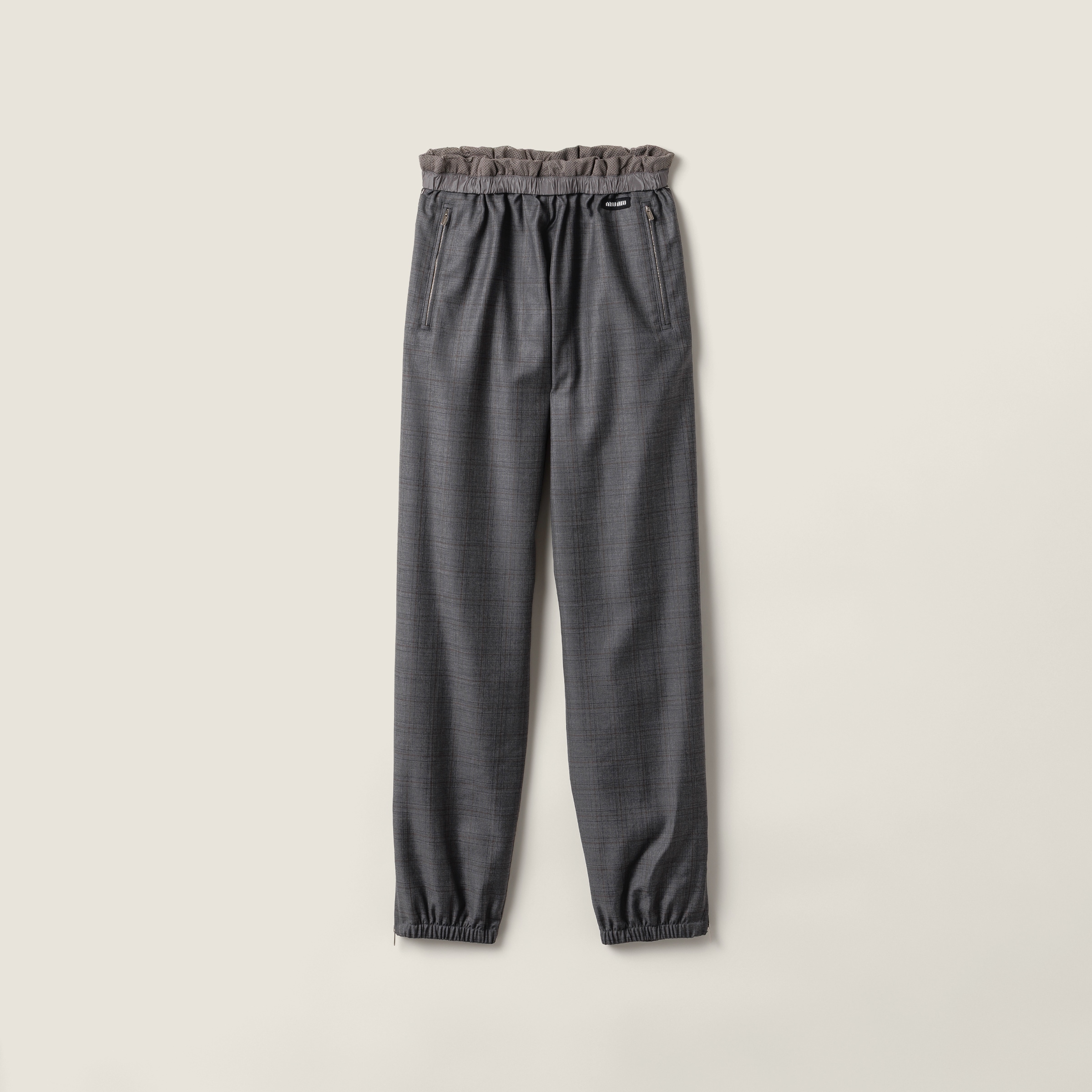Miu Miu Prince Of Wales Checked Joggers In Gray