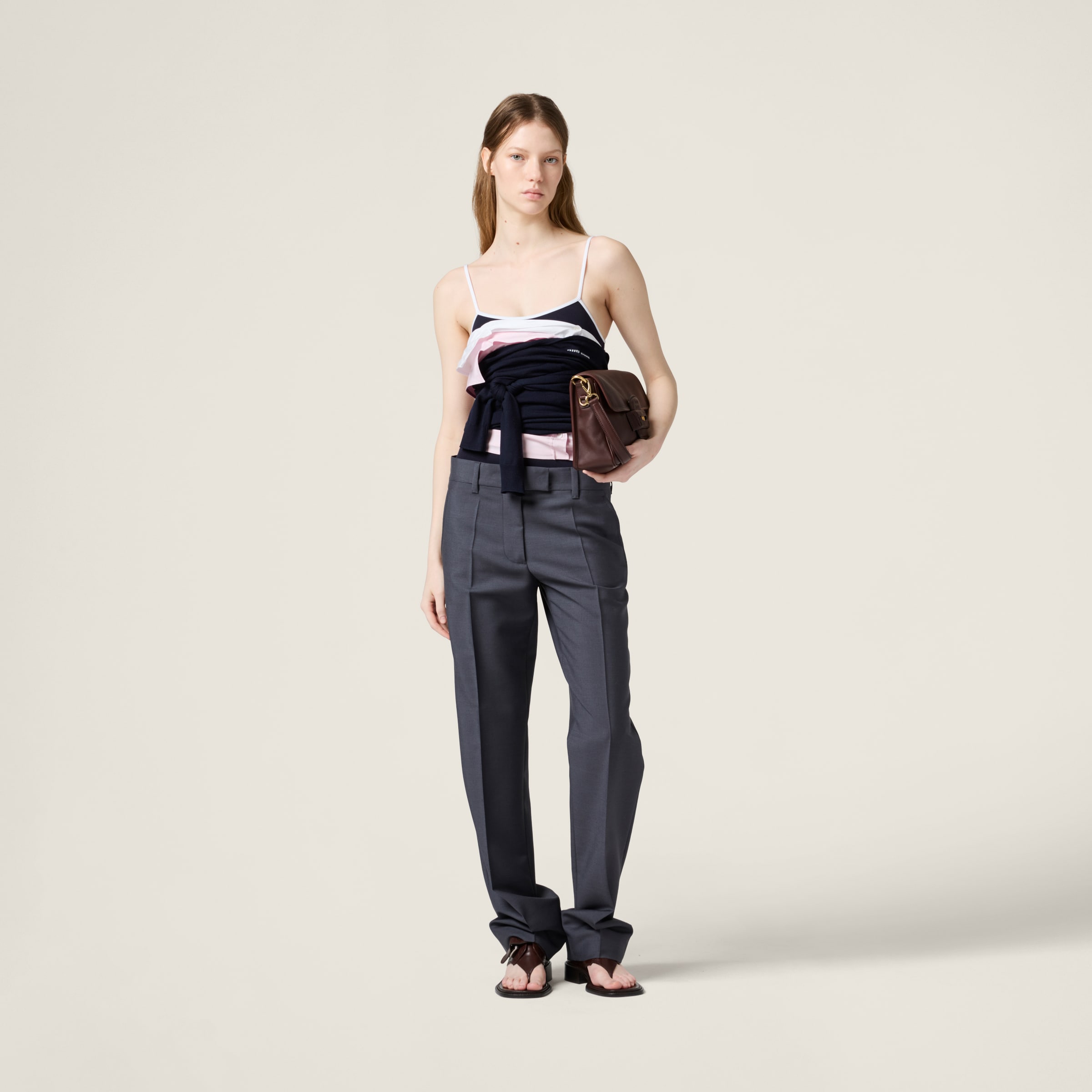 Miu Miu Kid Mohair Pants In Hematite