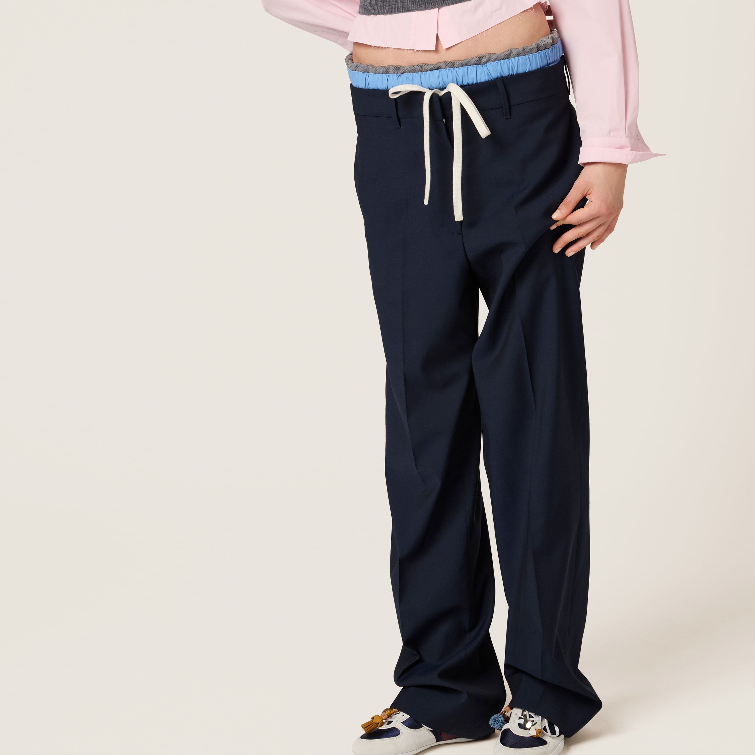 Navy Superfine Wool Pants | Miu Miu