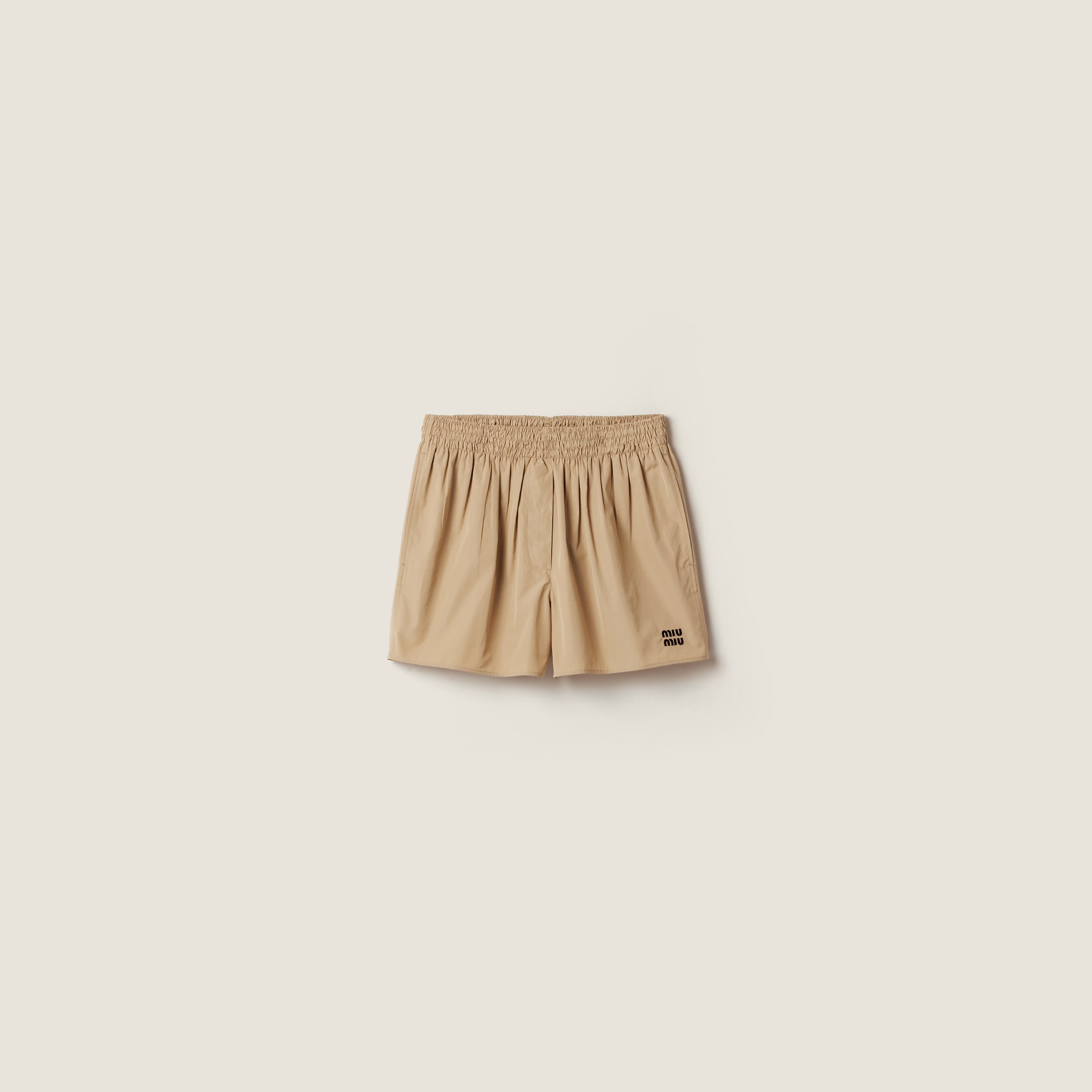 Miu Miu Poplin Shorts In Brown
