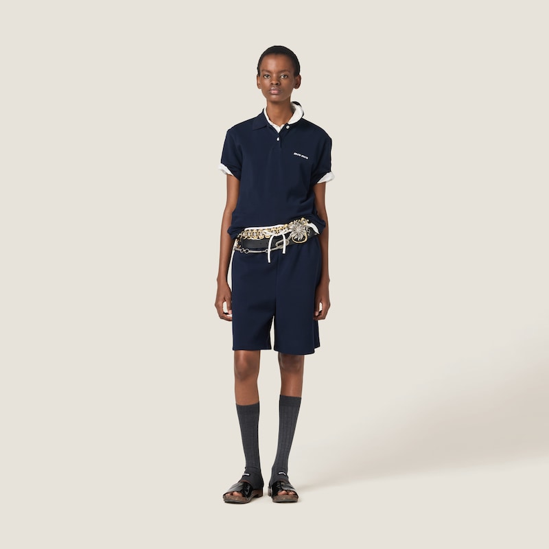 Bonded piqué and technical jersey Bermudas