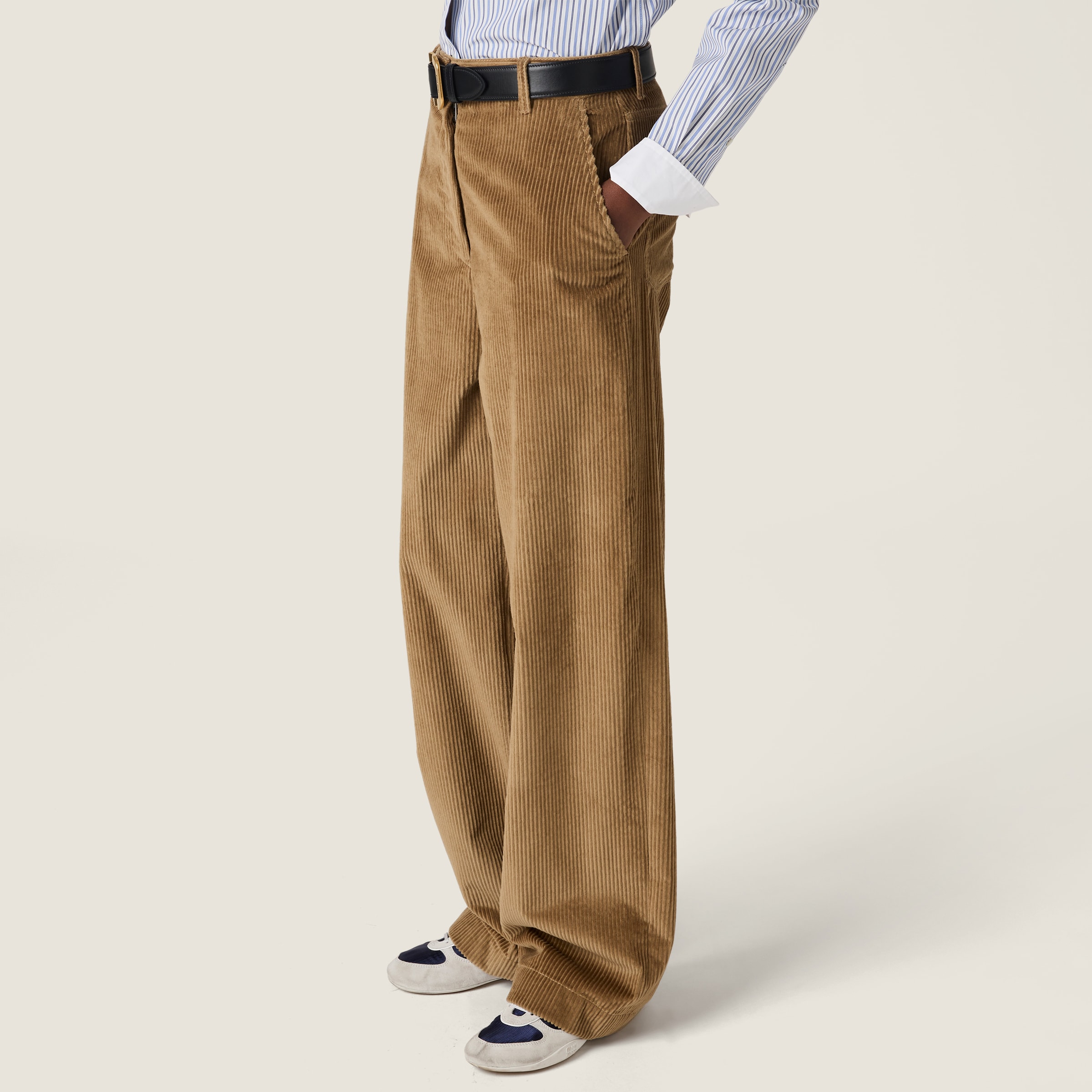 パンツ MiuMiu FW25 Camel corduroy pant (MP1915SOOO15PW F0594) Cork Beige Corduroy Pants | Miu Miu