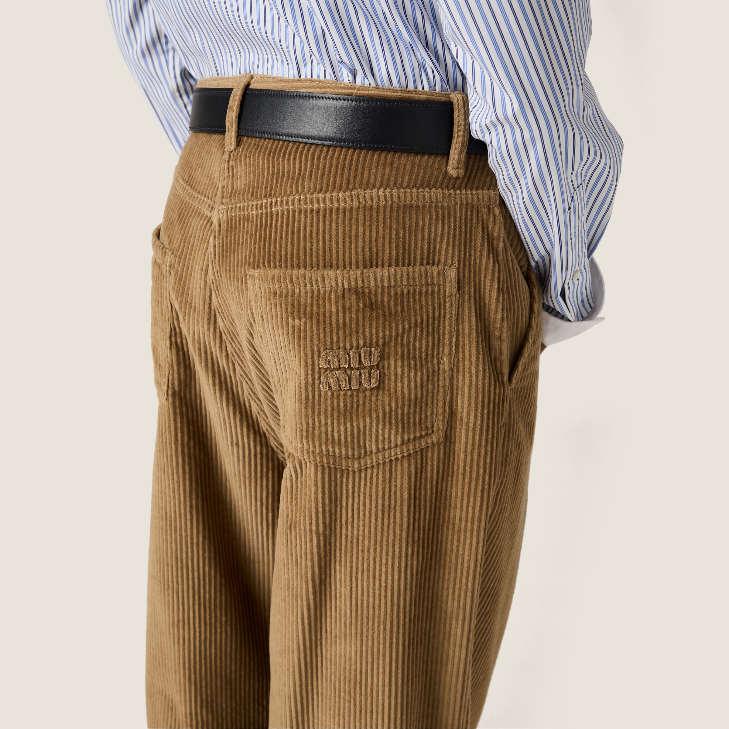 Cork Beige Corduroy Pants | Miu Miu