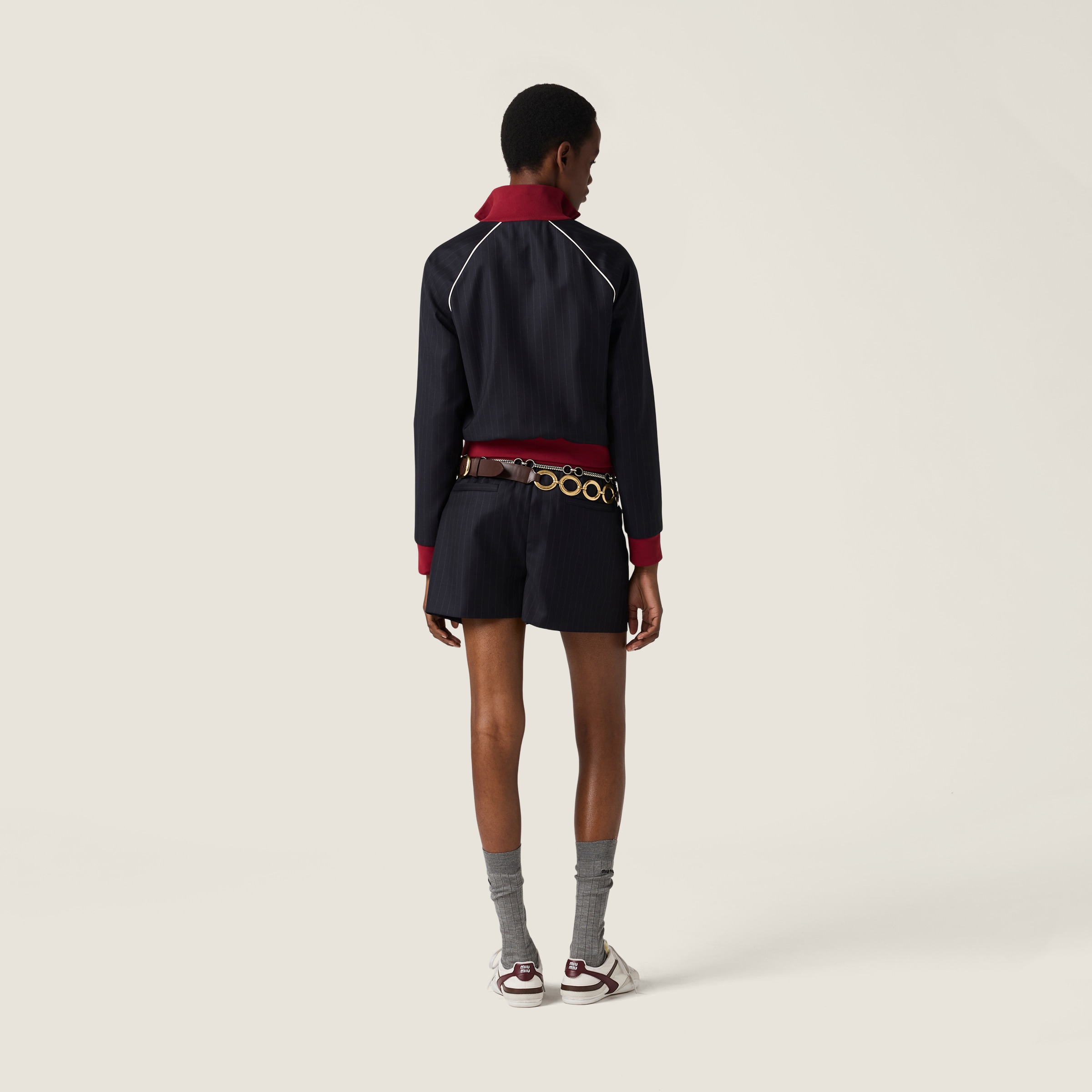 Miu Miu Pinstripe Shorts In Black