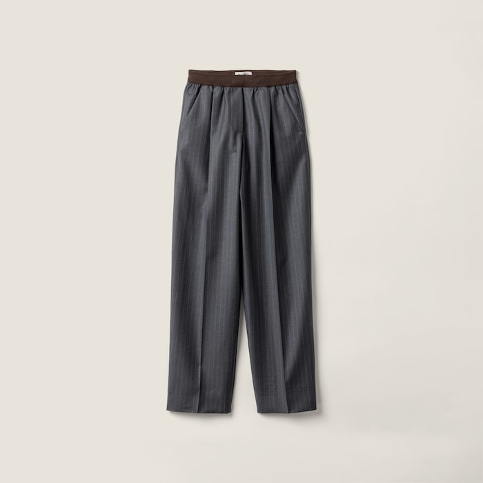 【関税&送料込】Miu Miu Pinstriped Wool Trousers With Elasti MIU MIU | Pinstripe Pants | Women | Lane Crawford