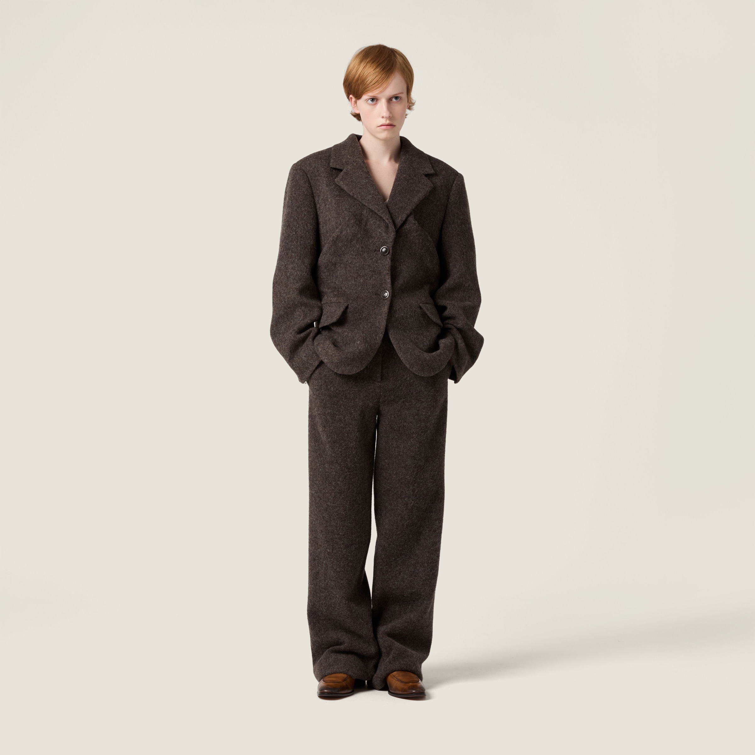 Miu Miu Light Shetland Wool Pants In Black