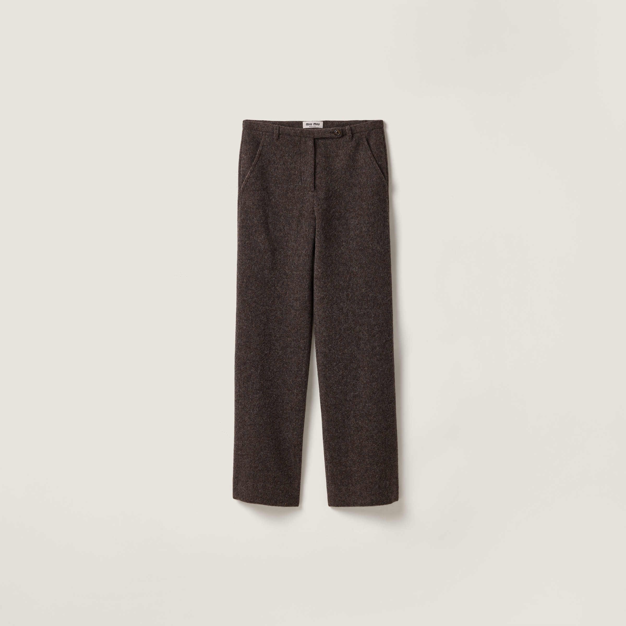 Miu Miu Light Shetland Wool Pants In Black