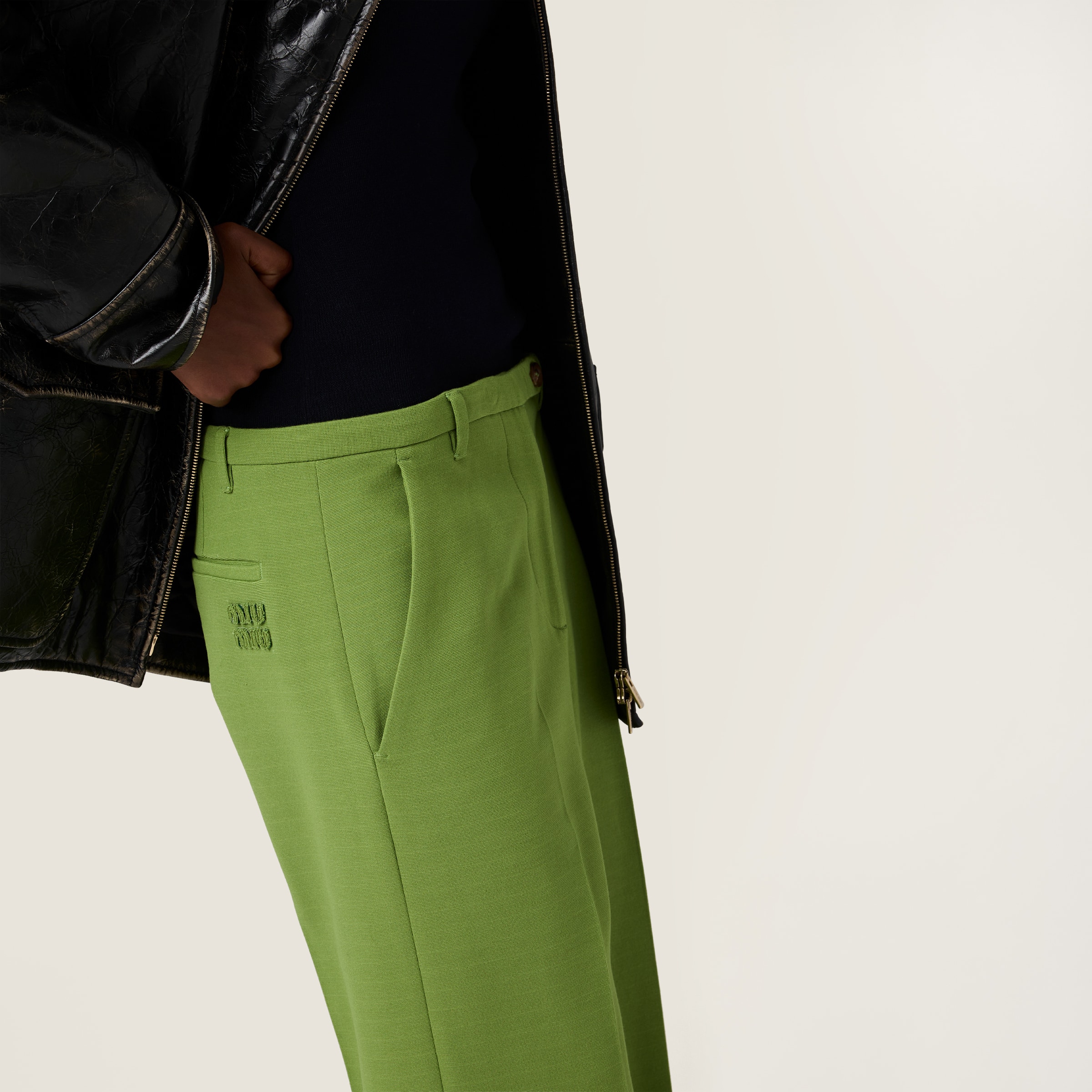 Miu Miu Straight-leg Tailored Pants In Green