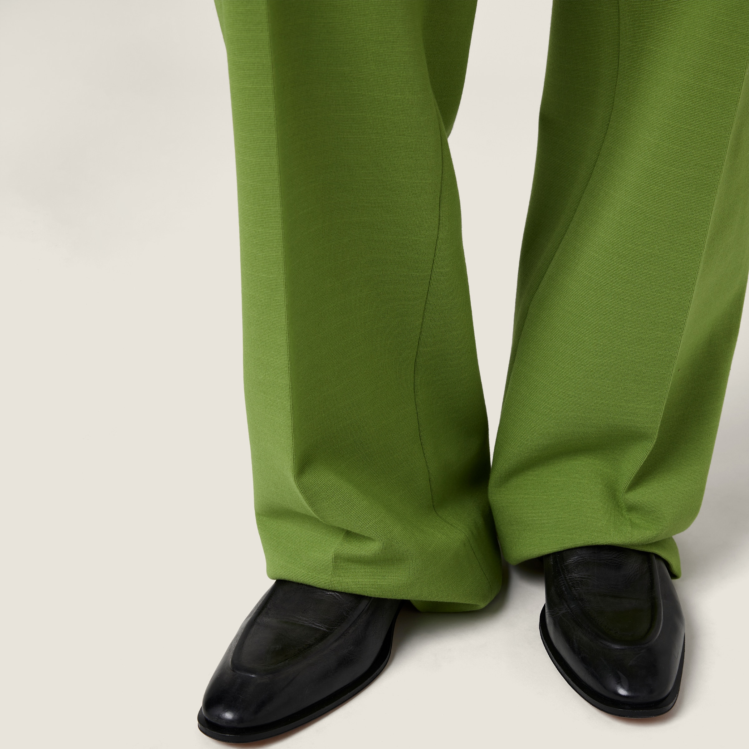 グリーン ファブリック ステッチ ニット パンツ | Miu Miu