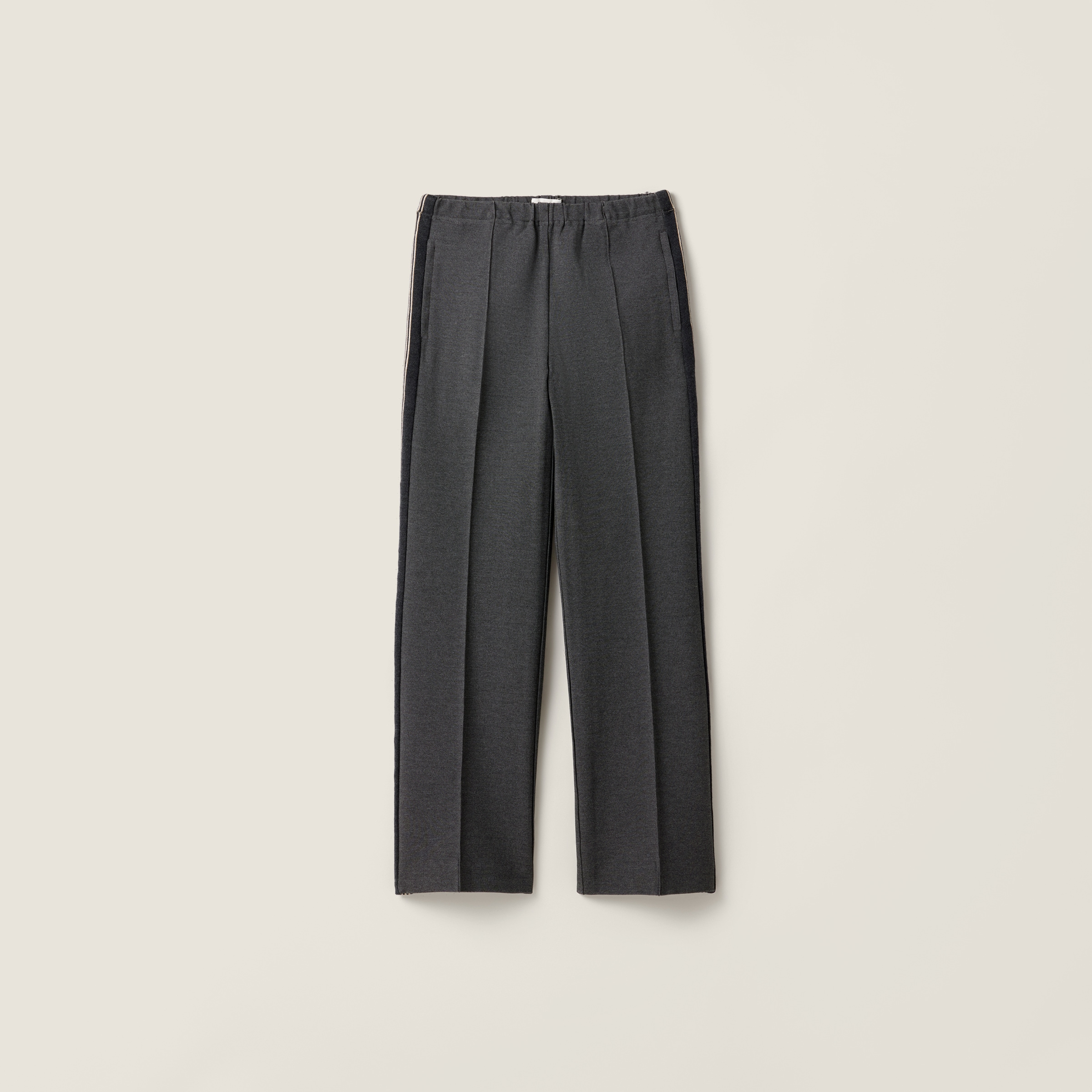 Miu Miu Knit Trousers With Side Stripe Detail In Black