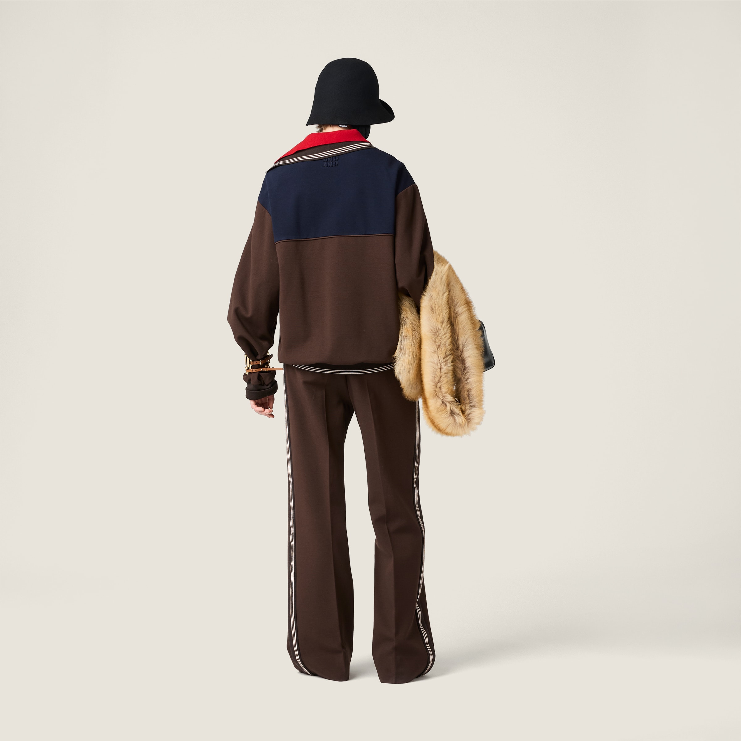 Miu Miu Fabric Stitch Knit Pants In Brown