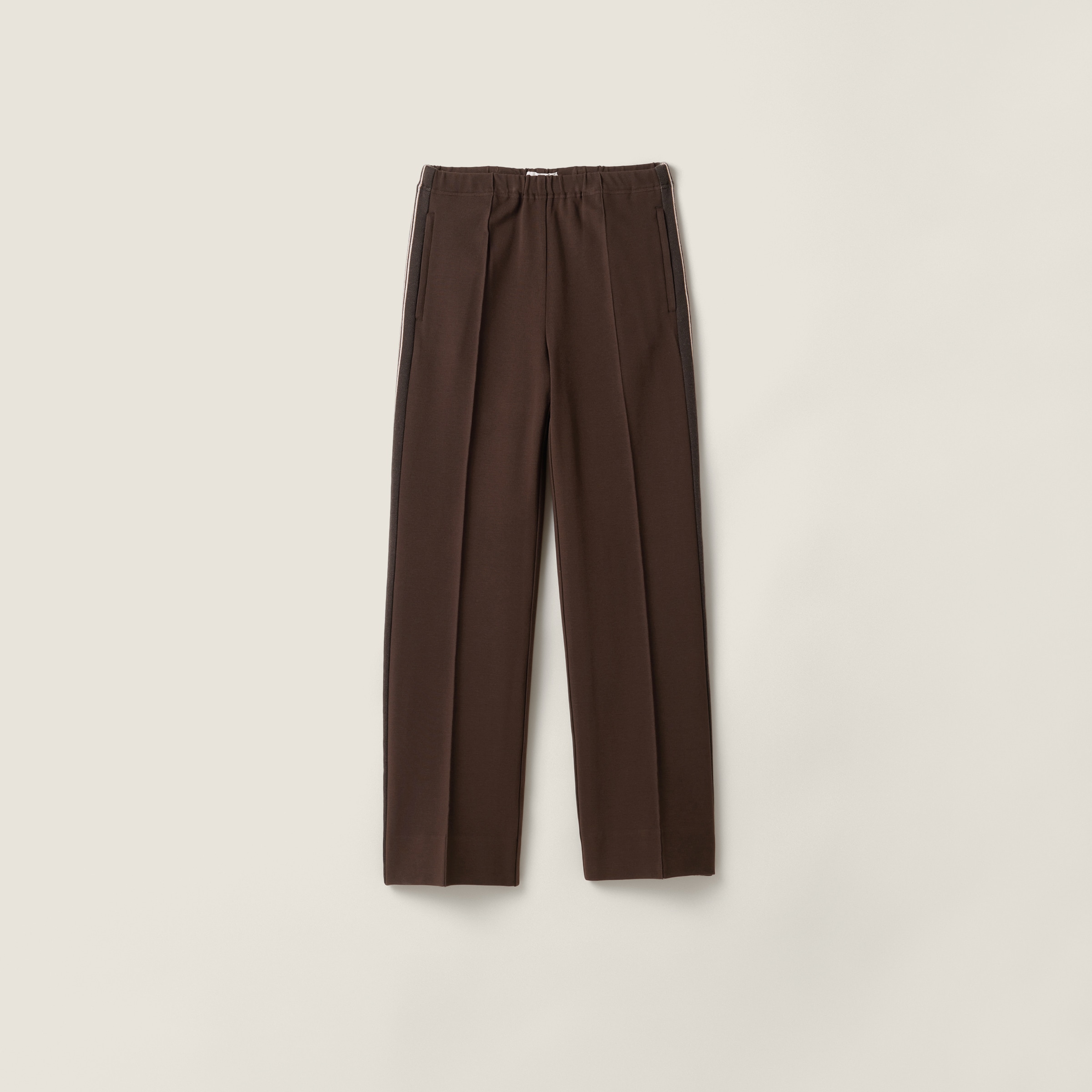 Miu Miu Fabric Stitch Knit Pants In Brown