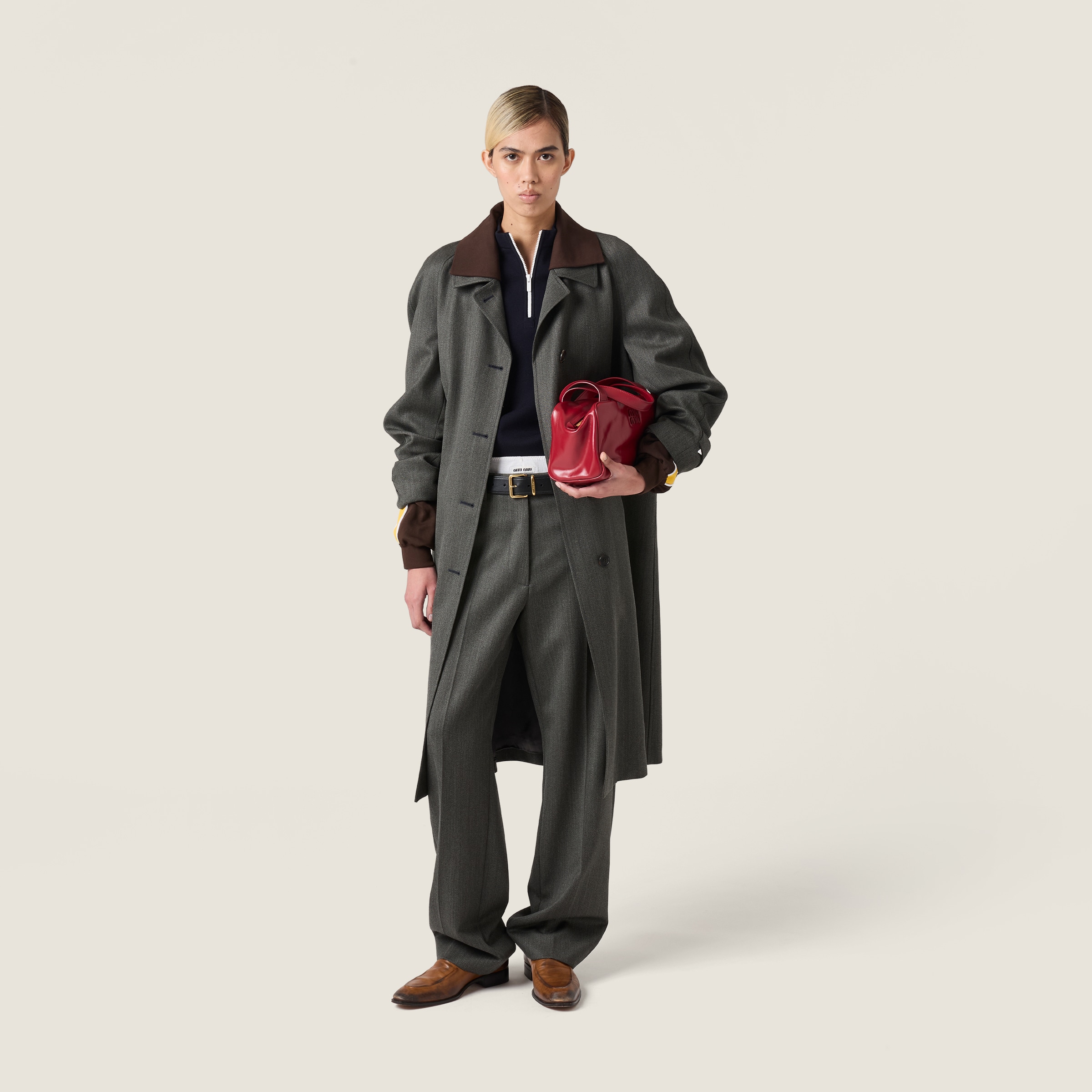 Slate Gray Cover Fabric Trousers Miu Miu