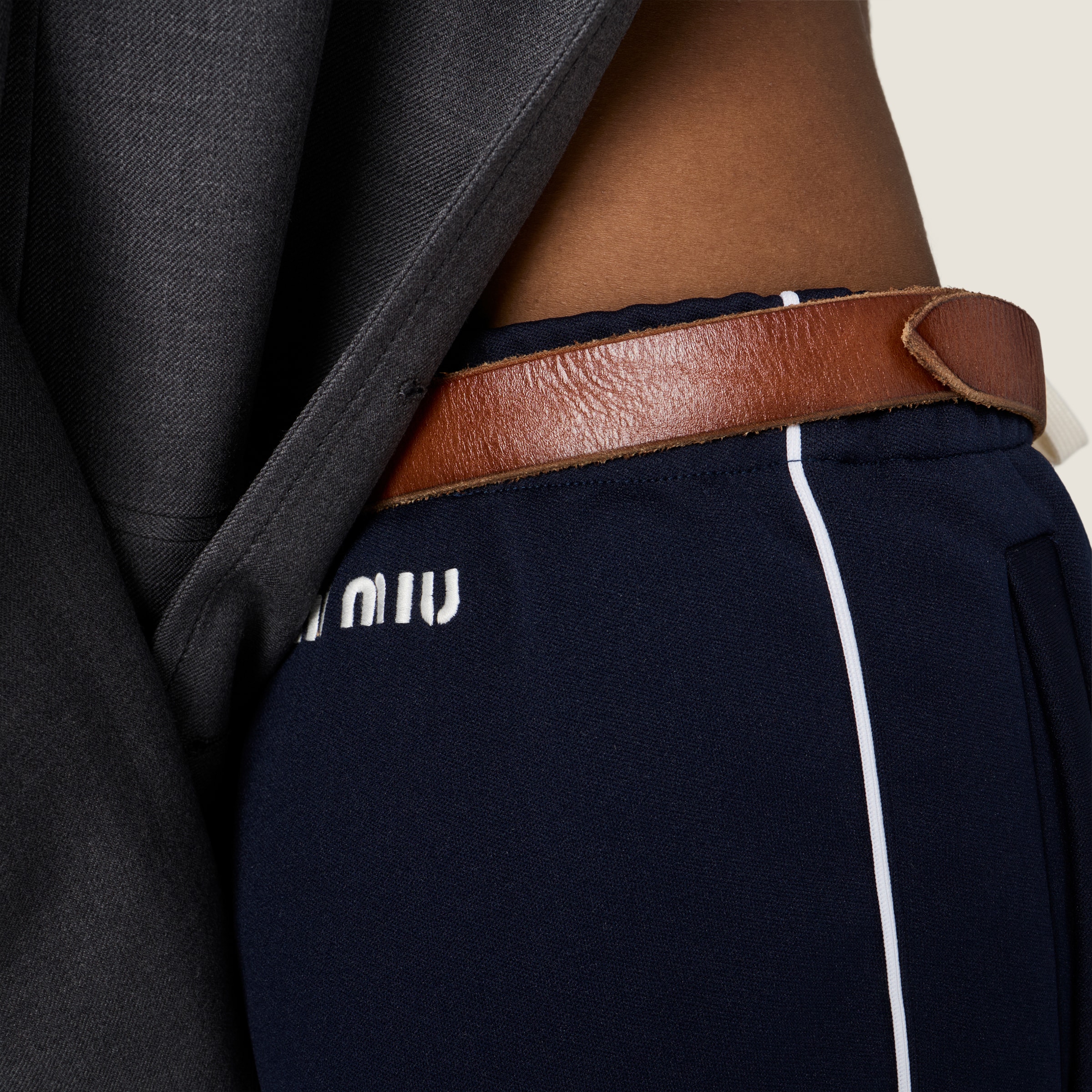 Navy Technical Jersey Pants | Miu Miu - United States