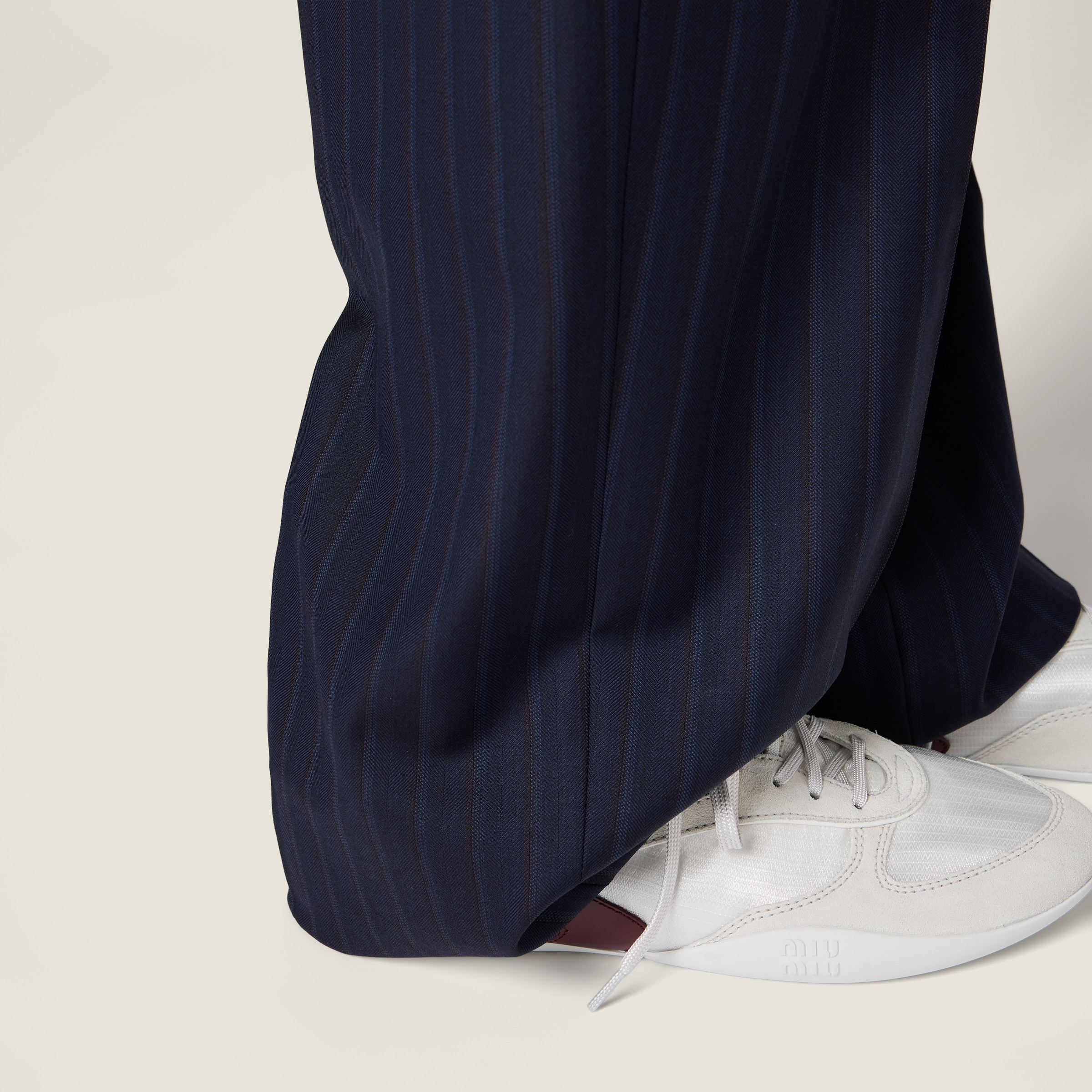 Navy Pinstriped Pants | Miu Miu