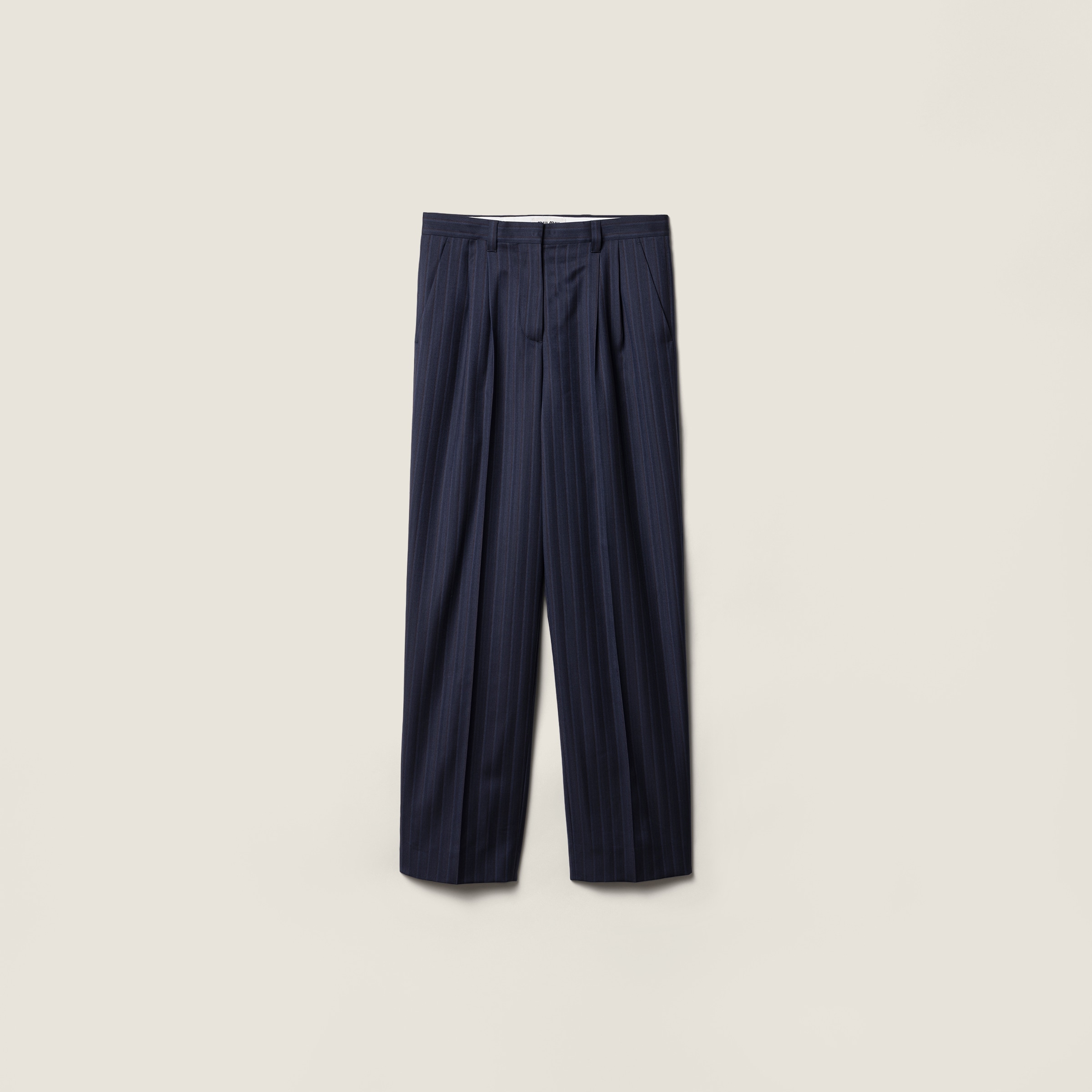 Navy Pinstriped Pants | Miu Miu