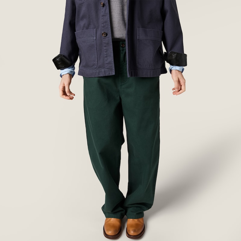 Garment-dyed gabardine pants