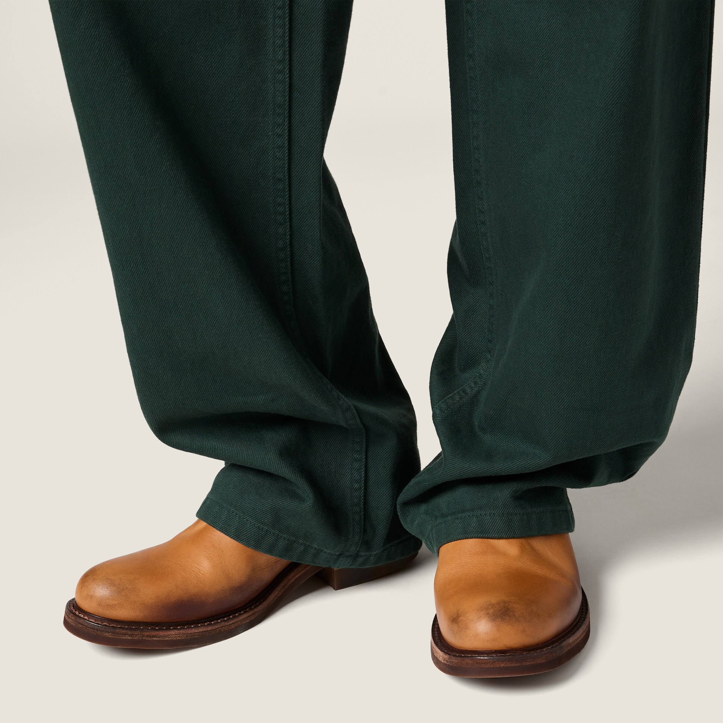 Bottle Green Garment-dyed Gabardine Pants | Miu Miu - United States