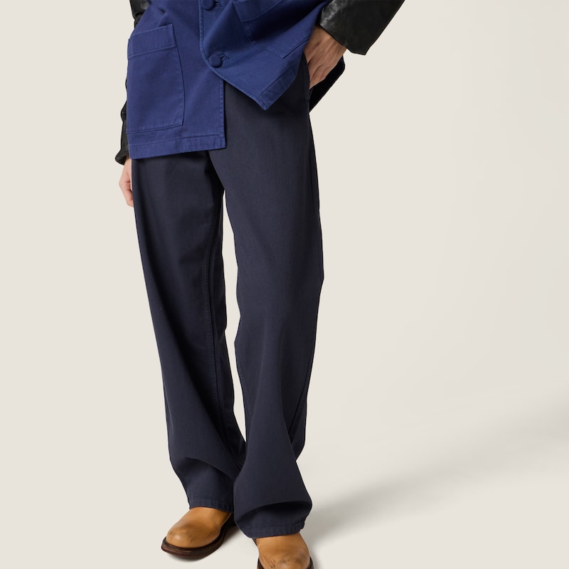 Garment-dyed gabardine pants