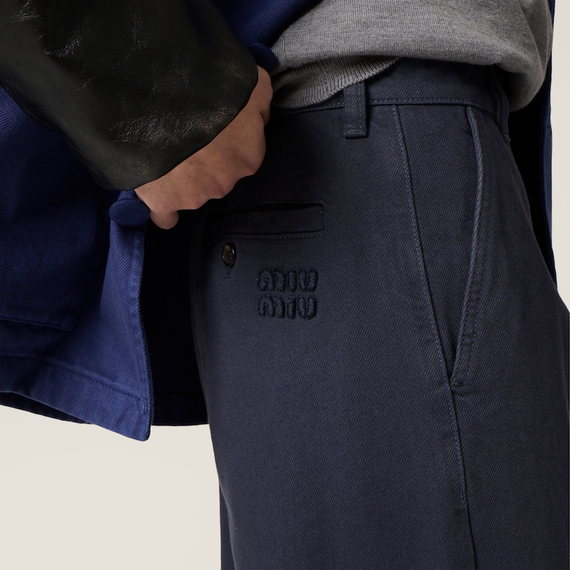 Garment-dyed gabardine pants