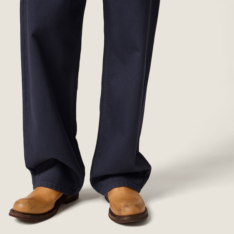 Garment-dyed gabardine pants