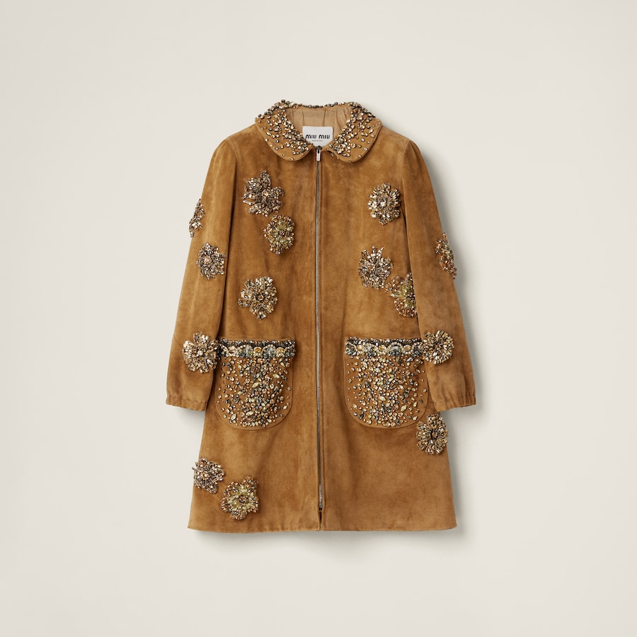 Embroidered suede jacket discount