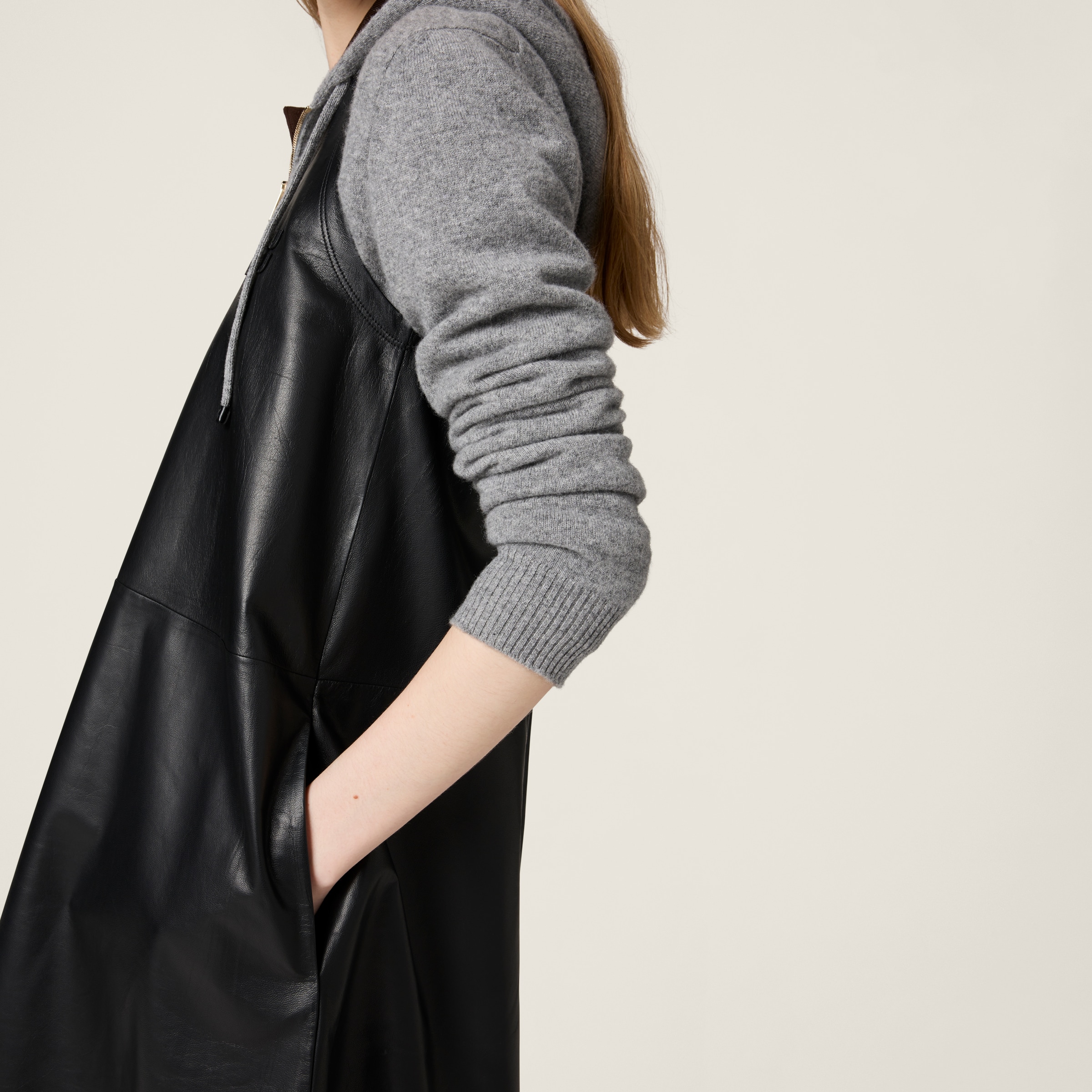 Miu Miu Nappa Leather Mini-dress In Black