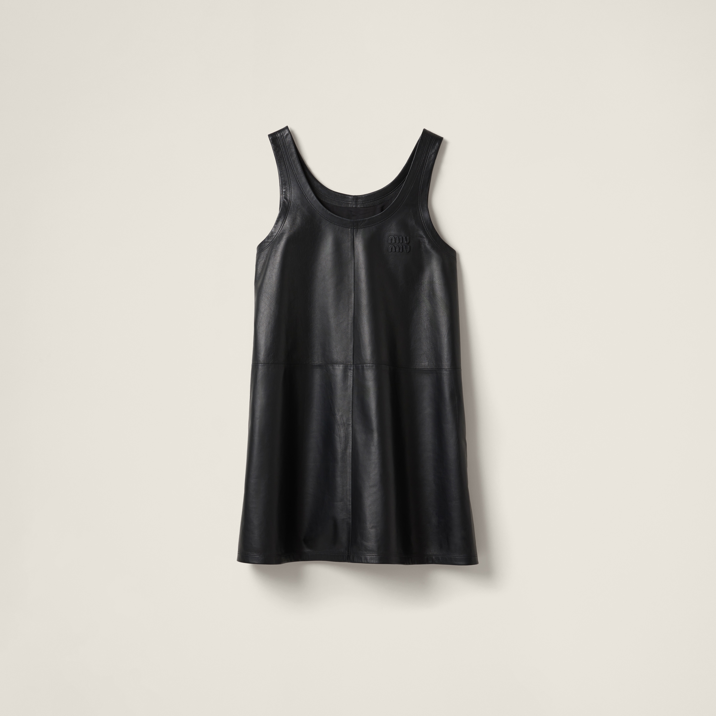 Miu Miu Nappa Leather Mini-dress In Black