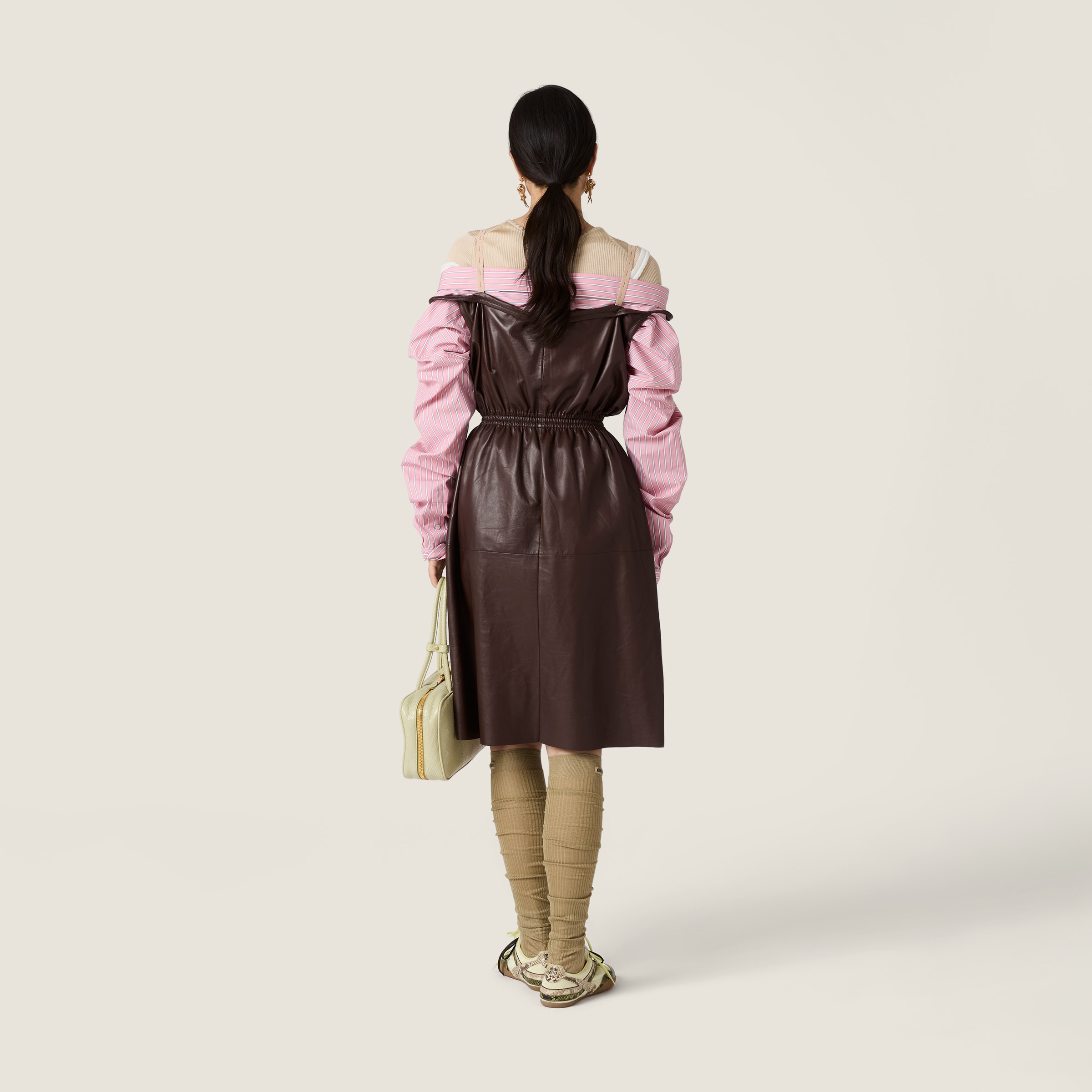 Miu Miu Nappa Leather Dress, Woman, Sienna, Size 38
