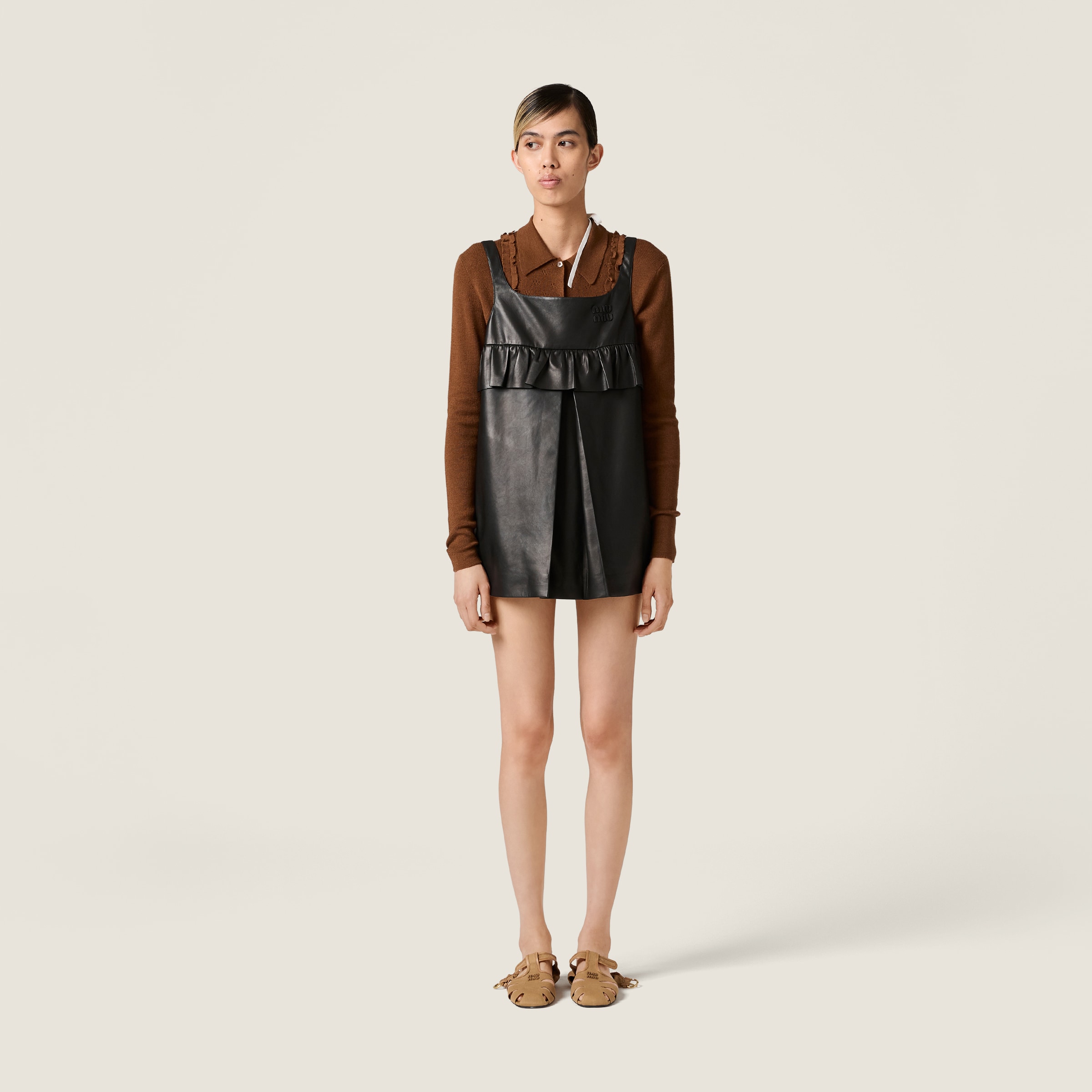 Black Nappa Leather Mini-dress | Miu Miu - United States